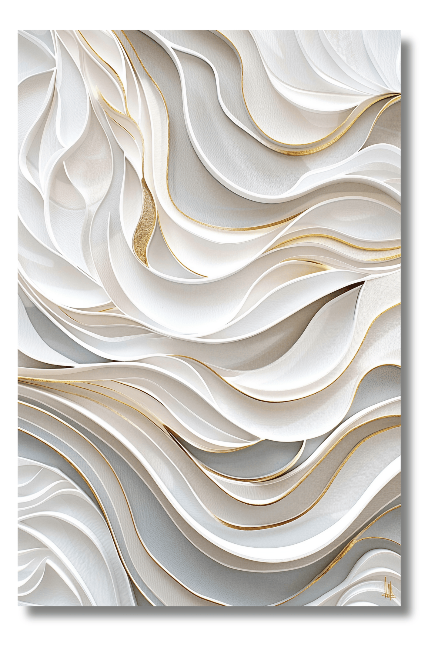 Danza de Líneas Ondulantes – Póster Abstracto en Tonos Marfil
