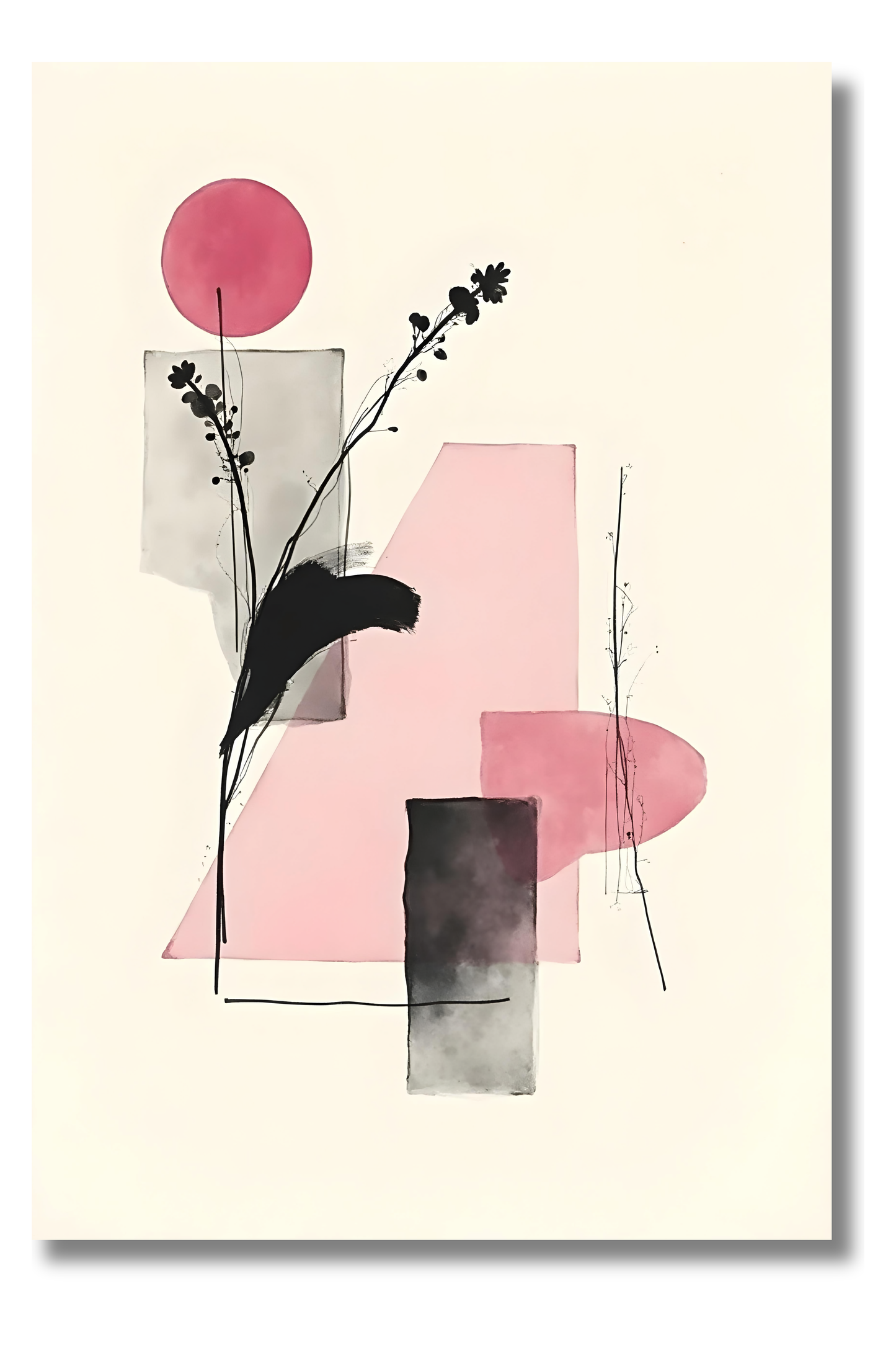 Ramas en Movimiento Vertical – Arte Abstracto Japonés