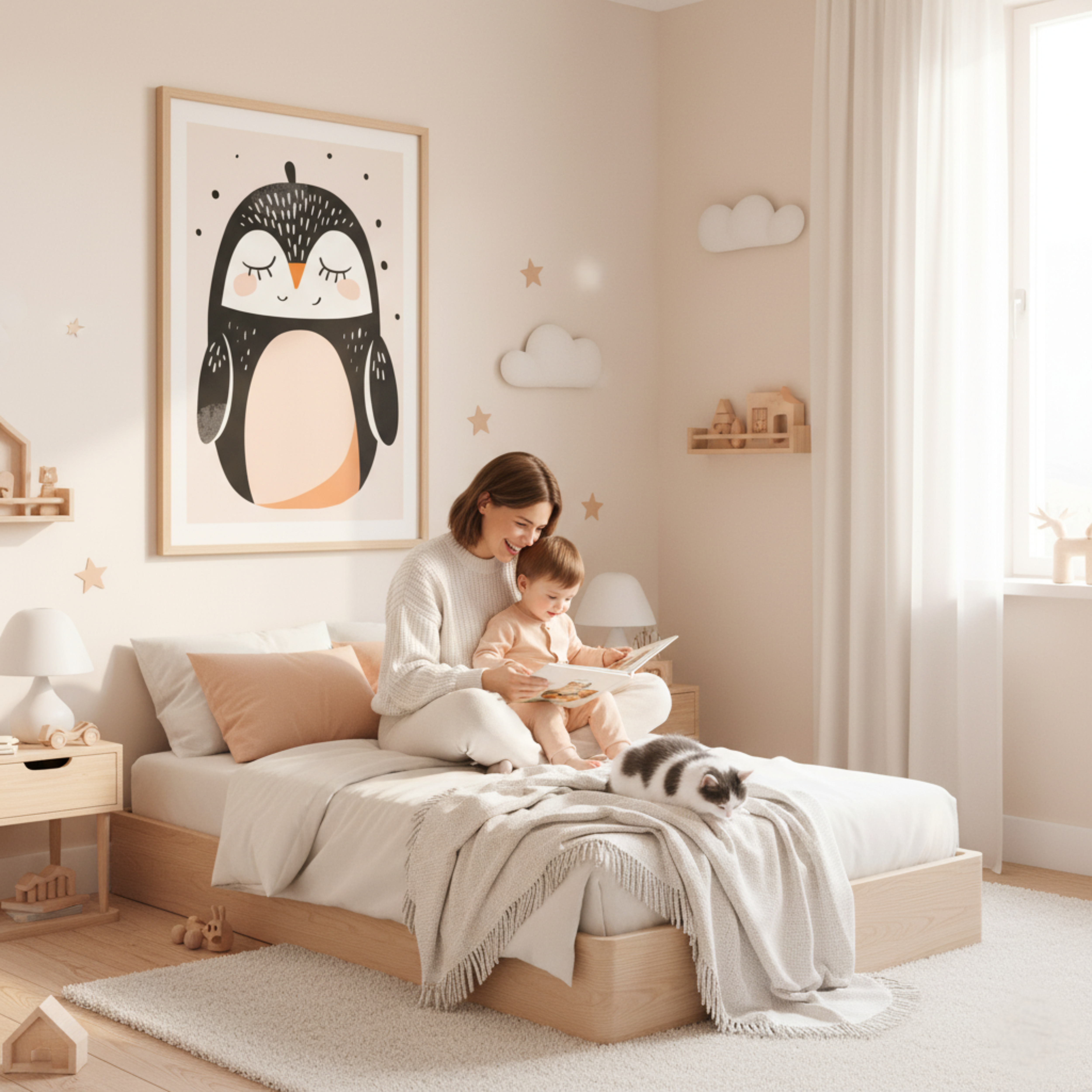 Pingüino Bebé en Estilo Minimalista – Cuadro Infantil para Ambientes Acogedores