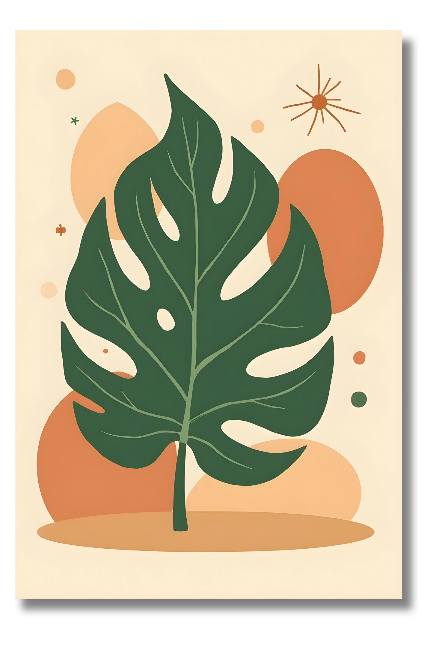 Ilustración de Hojas y Formas Abstractas – Estilo Boho Tropic