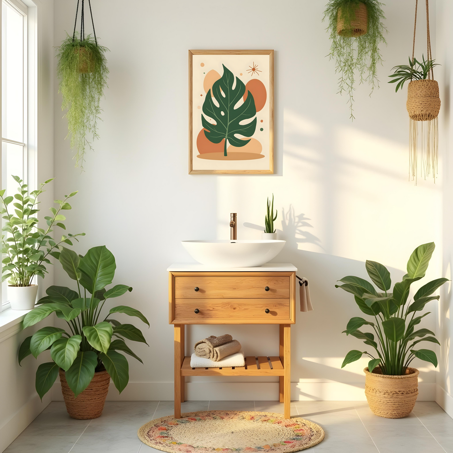 Ilustración de Hojas y Formas Abstractas – Estilo Boho Tropic