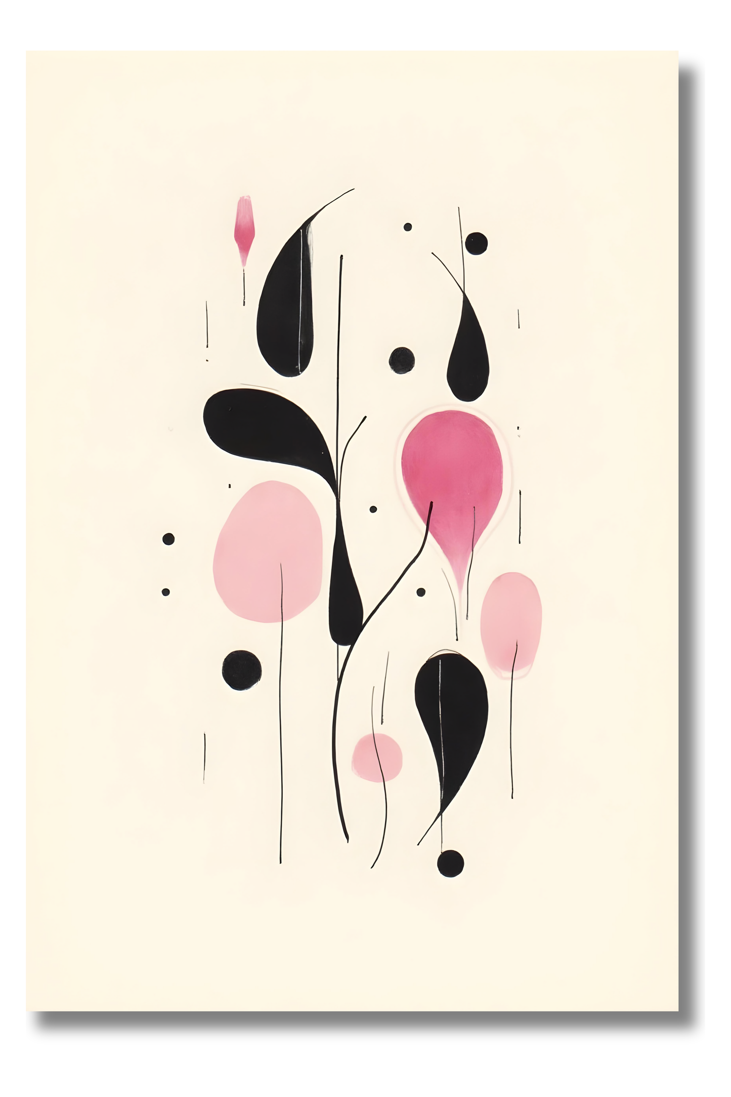 Ramas Ascendentes en Tinta Rosa – Arte Abstracto Japonés