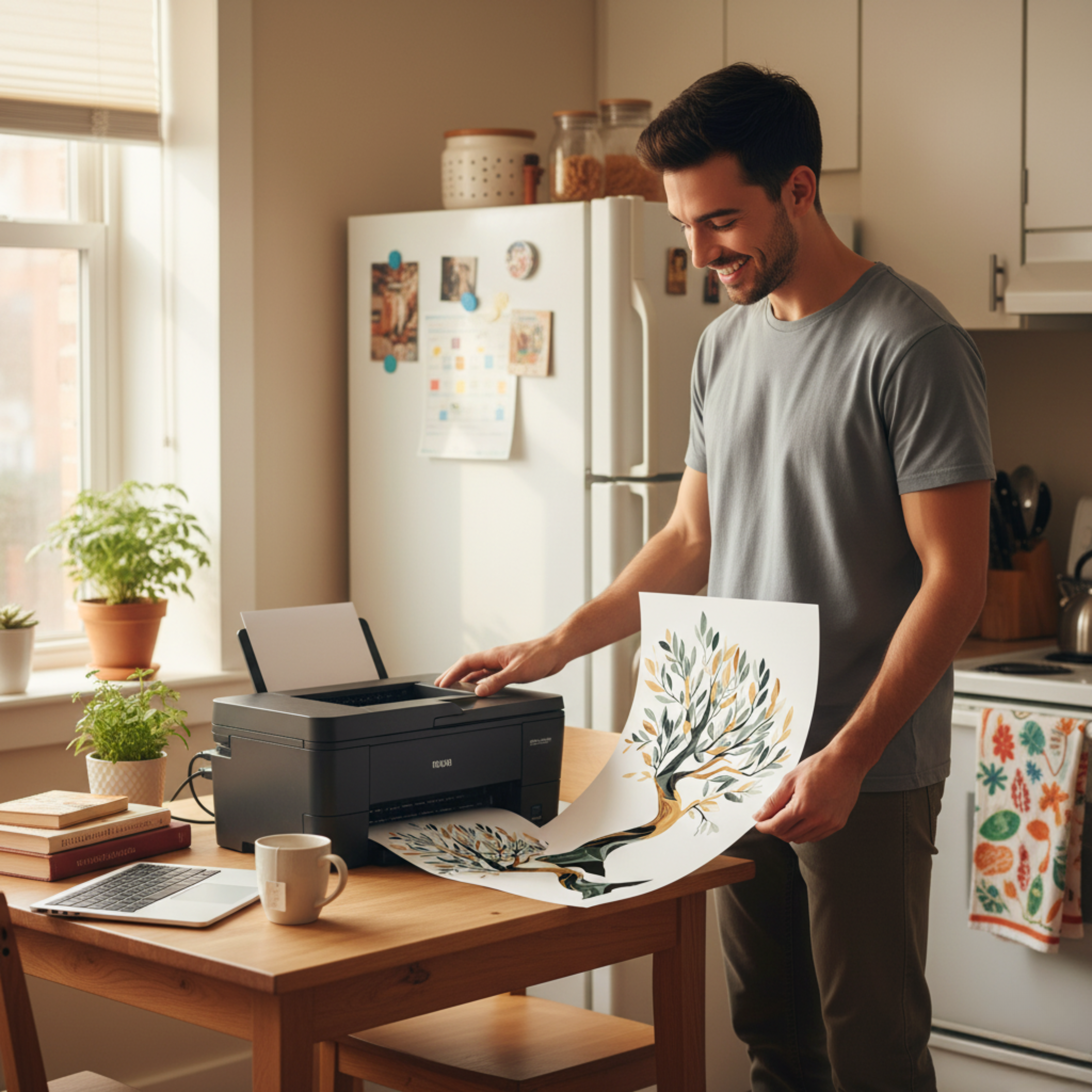 Árbol Ilustrado con Hojas de Olivo – Diseño Botánico para Impresión