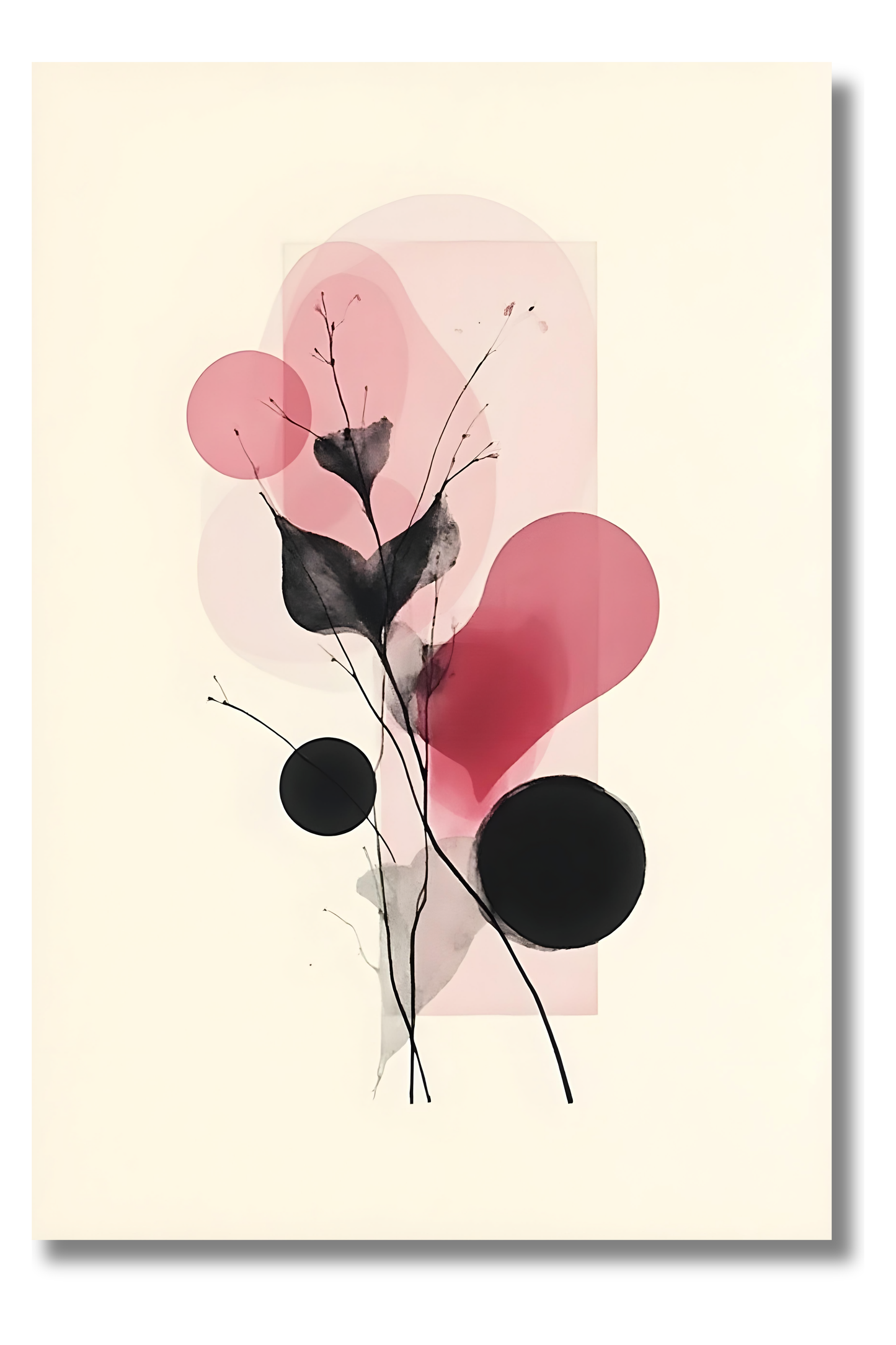 Movimiento Floral Abstracto – Cuadro Estilo Sumi-e