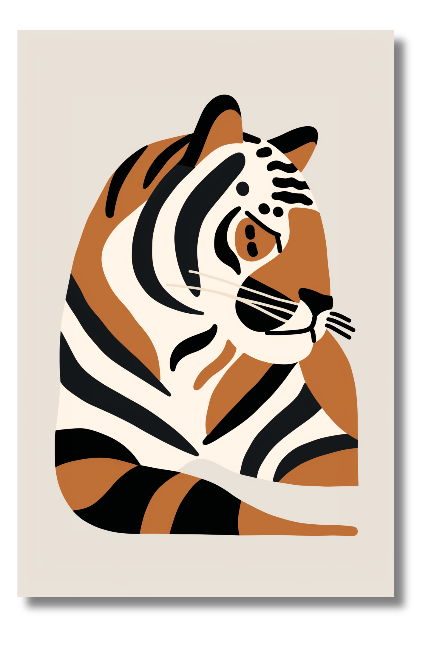 Tigre Bebé en Estilo Minimalista – Cuadro Infantil con Toques Étnicos