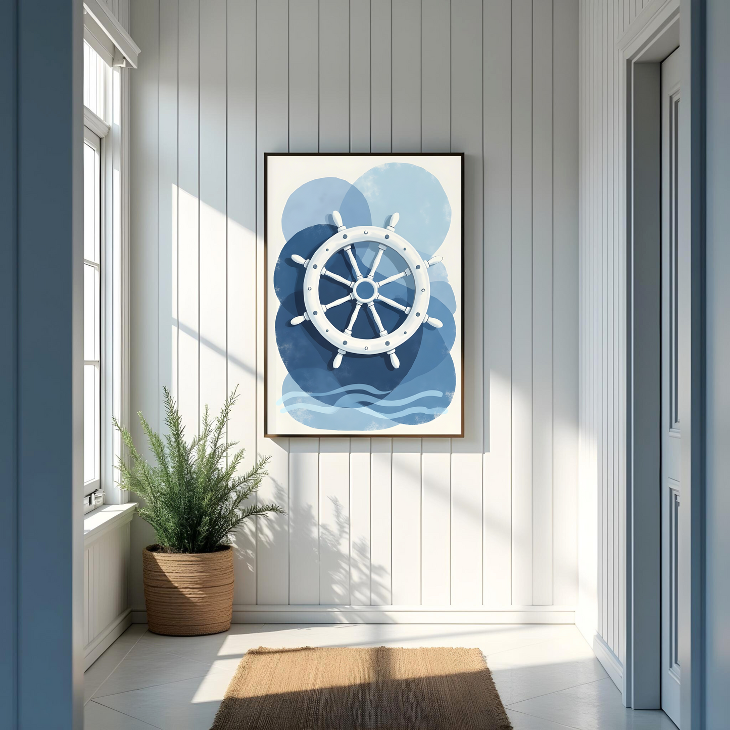 Timón en Tonos Azules – Arte Boho de Inspiración Oceánica
