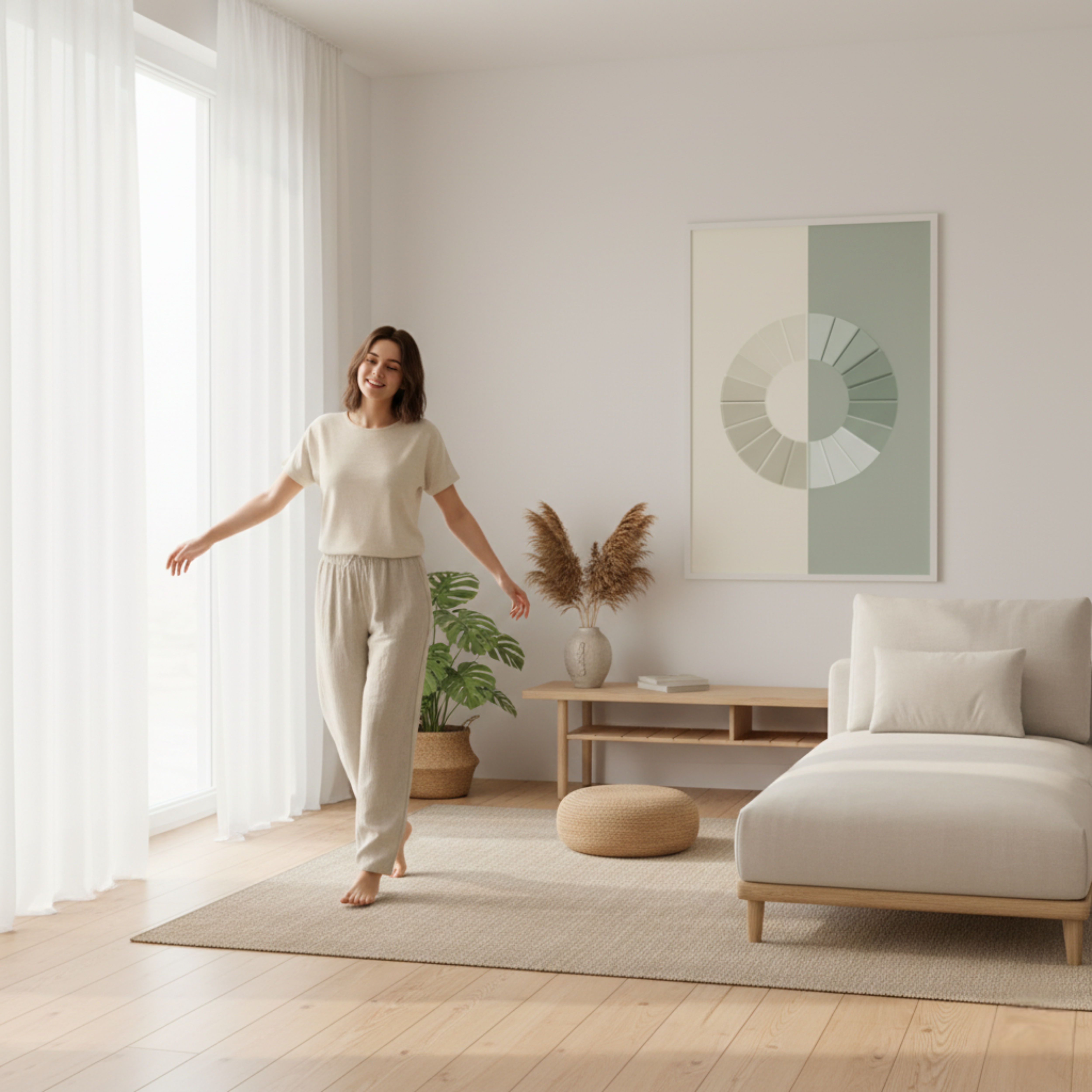 Círculo Geométrico en Tonos Neutros – Póster Minimalista con Equilibrio Visual