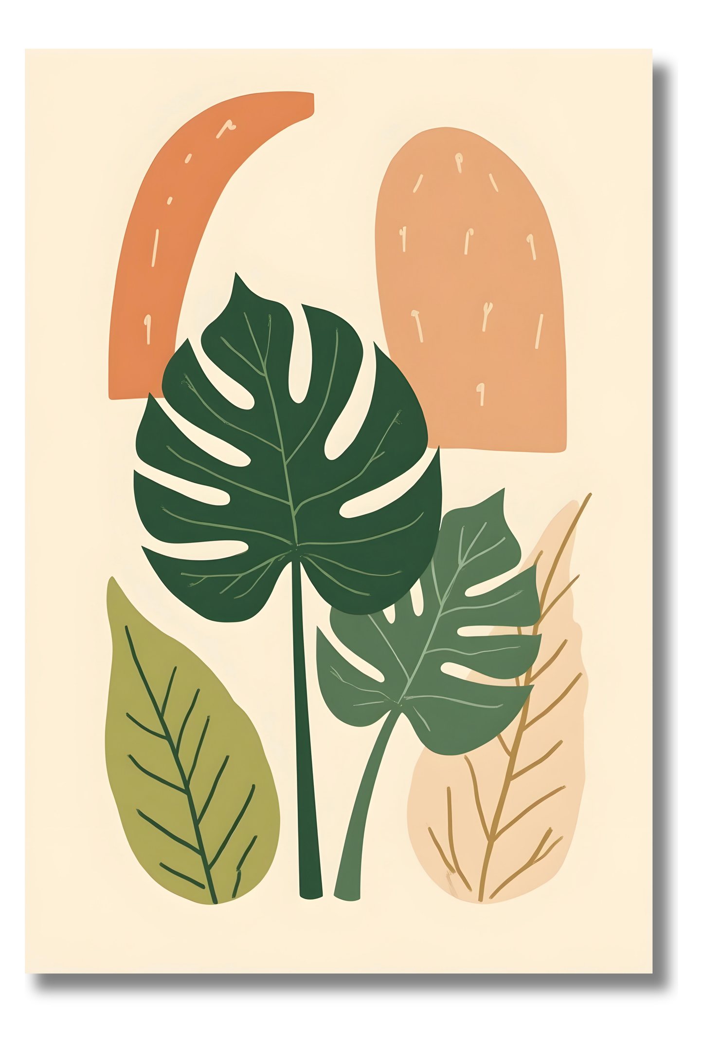 Cuadro Tropical Suave en Tonos Terracota – Decoración Natural