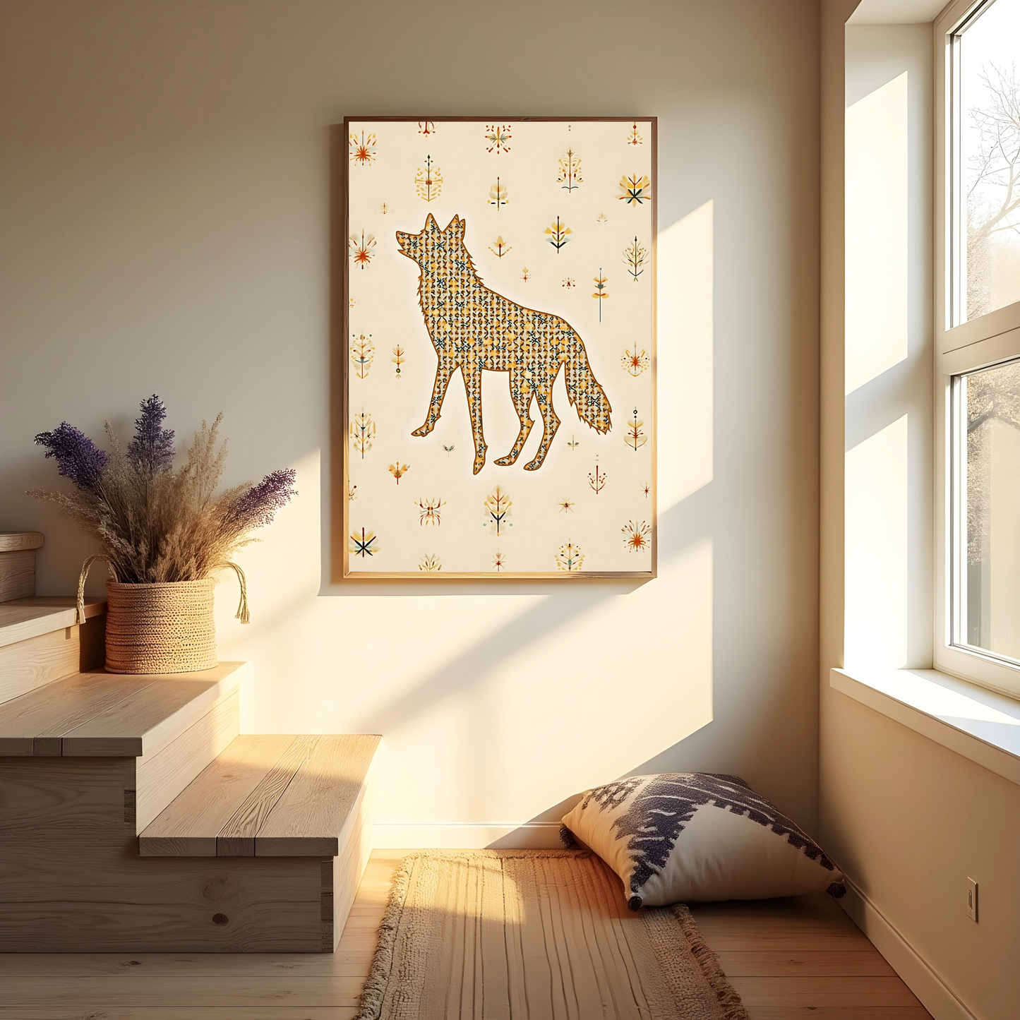 Lobo Estelar Bohemio – Cuadro Espiritual de Fauna Salvaje