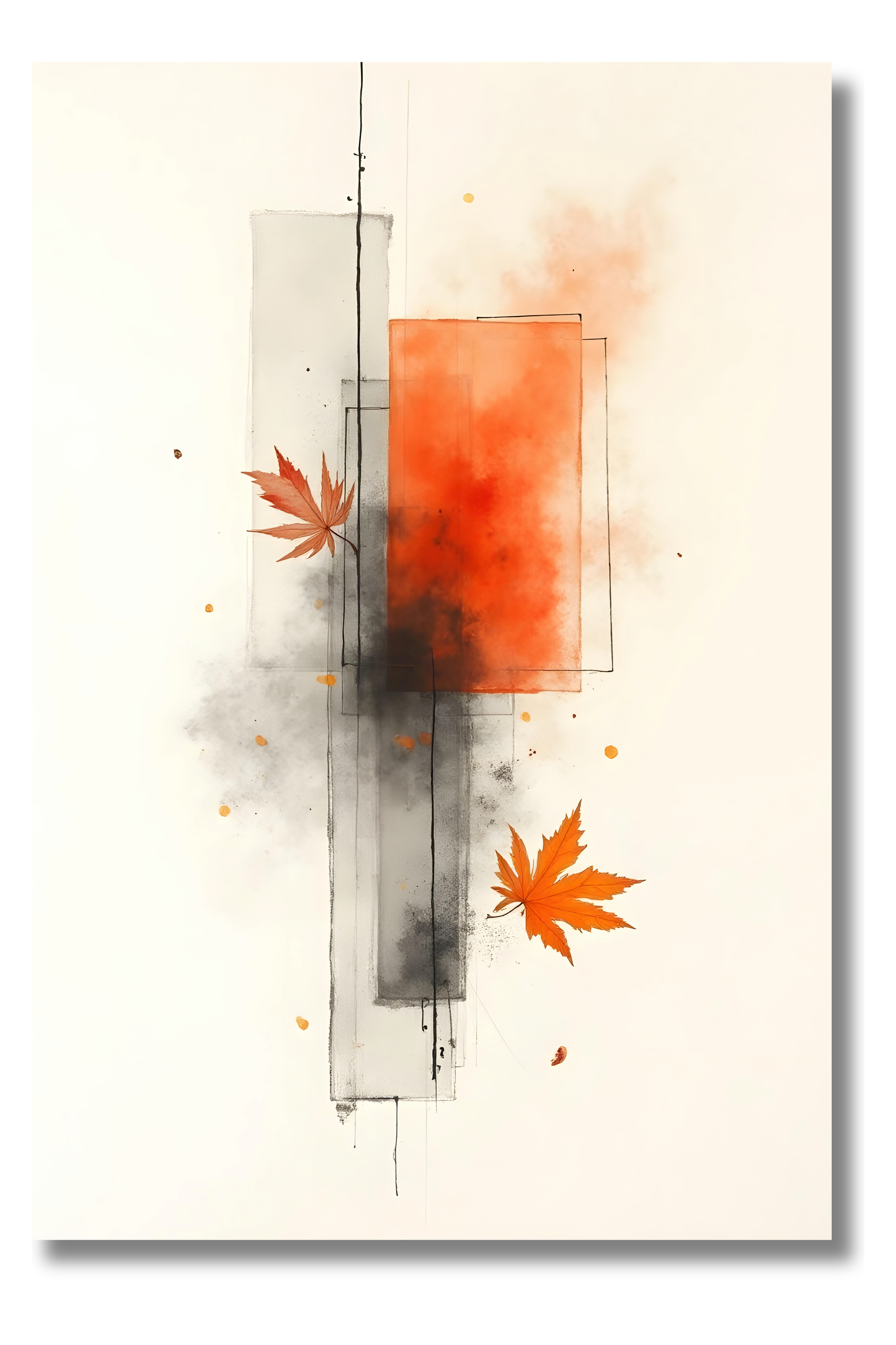 Hojas de Otoño en Viento – Movimiento Natural con Tinta Oriental
