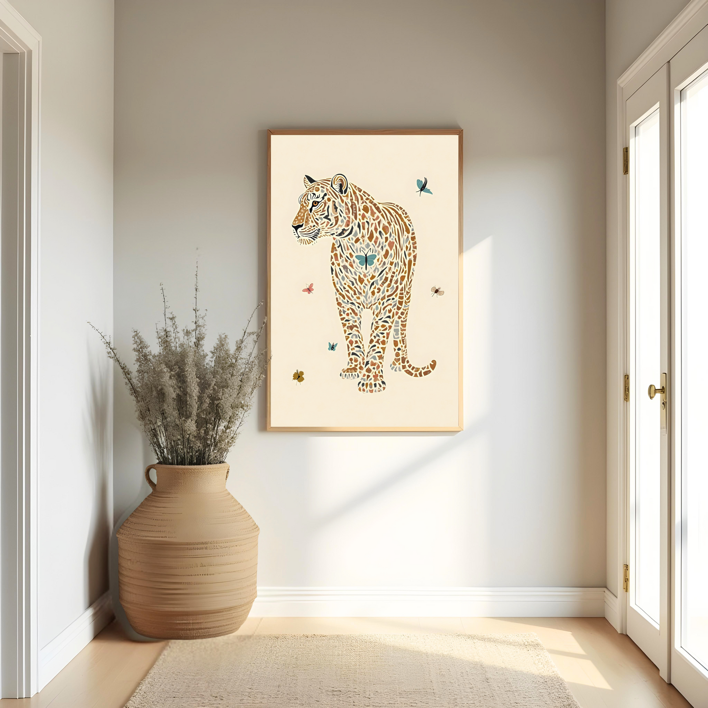 Tigre Salvaje con Detalles Étnicos – Lámina Animal Decorativa con Carácter