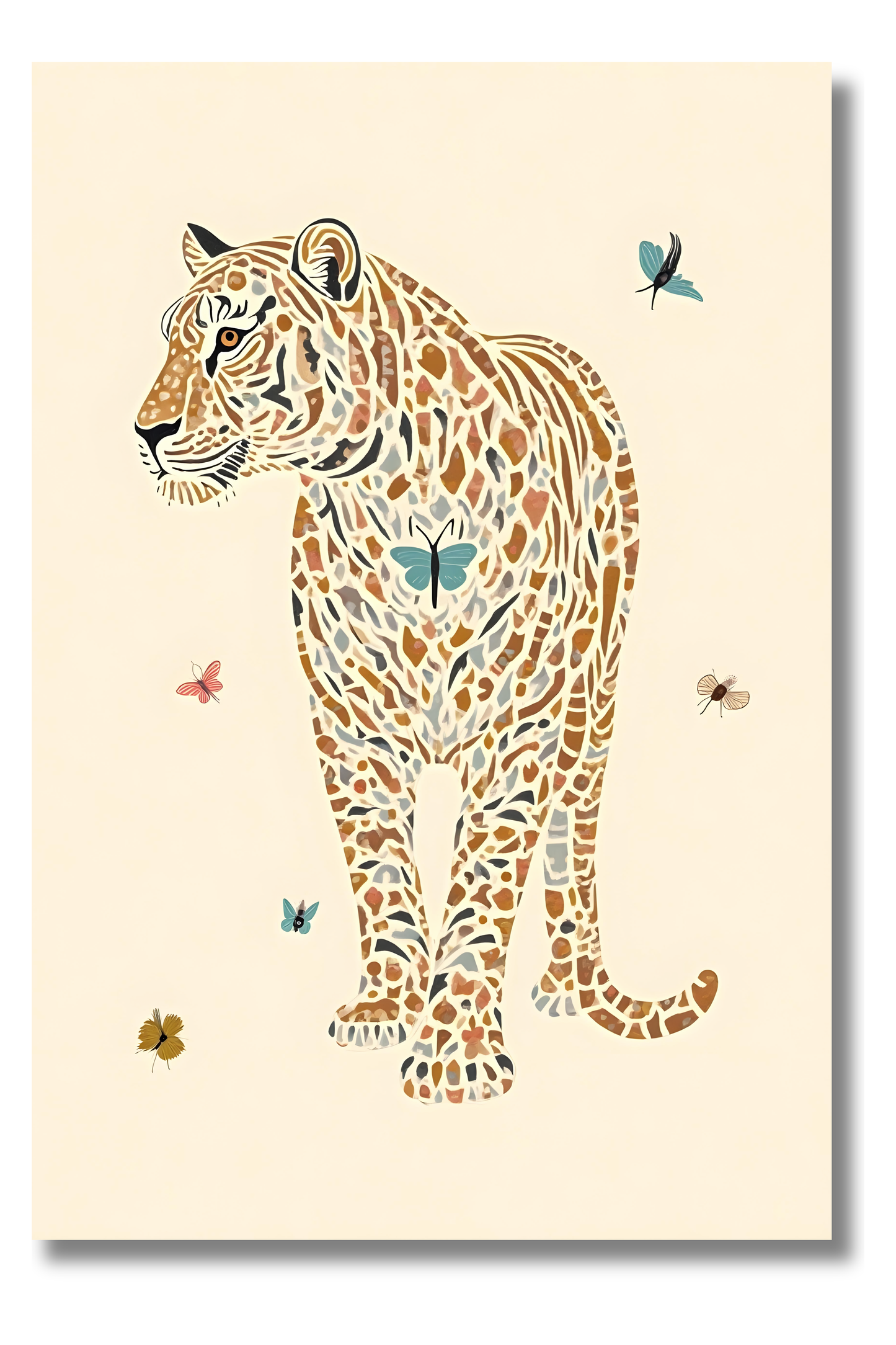 Tigre Salvaje con Detalles Étnicos – Lámina Animal Decorativa con Carácter
