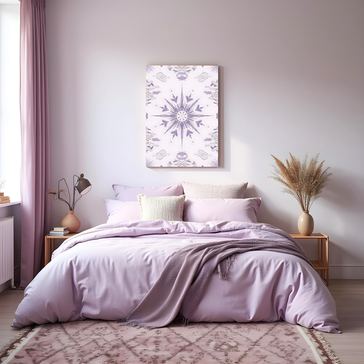 Mandala Floral con Detalles de Naturaleza – Cuadro Boho de Armonía Espiritual