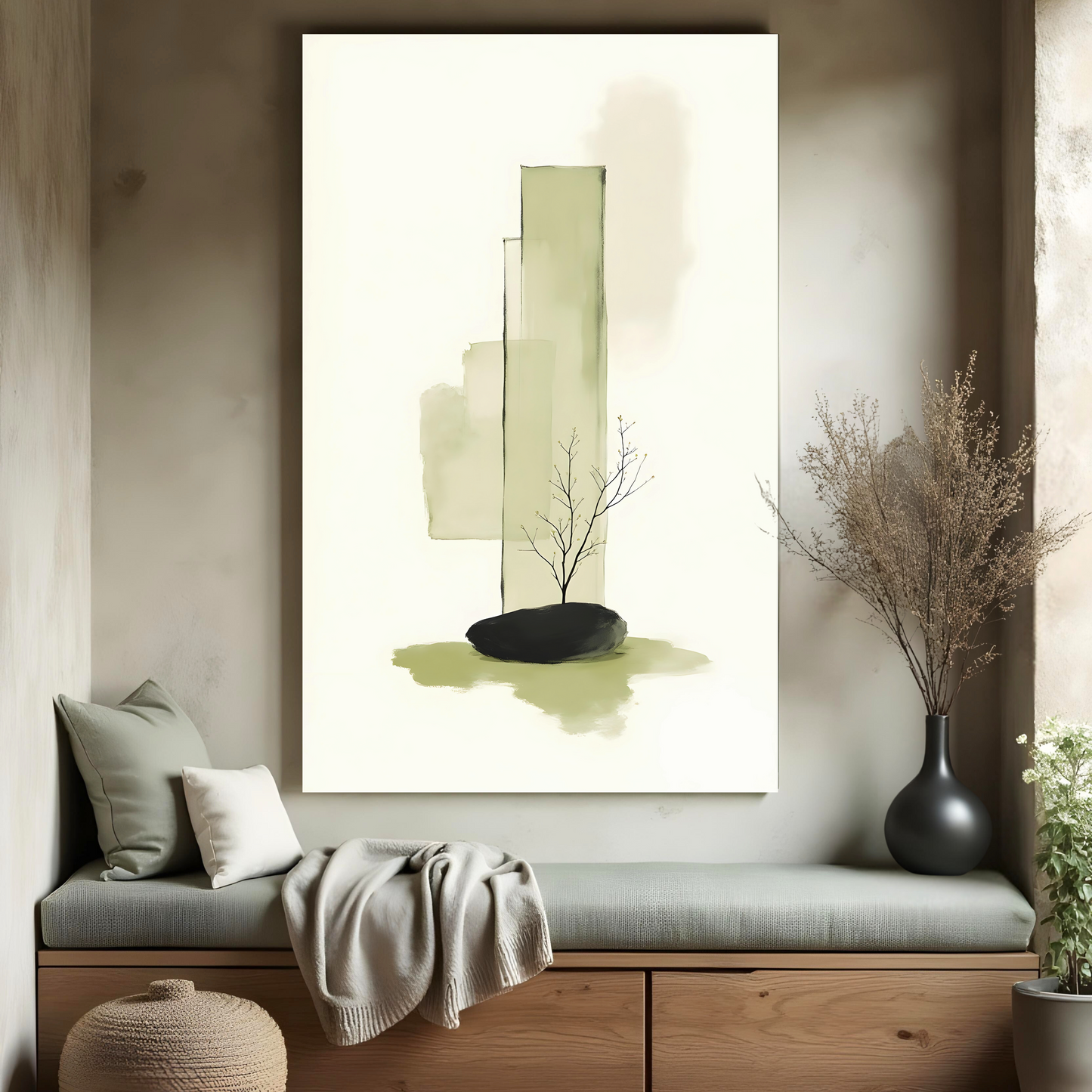 Paisaje Desnudo – Árbol Minimalista en Tinta Suave