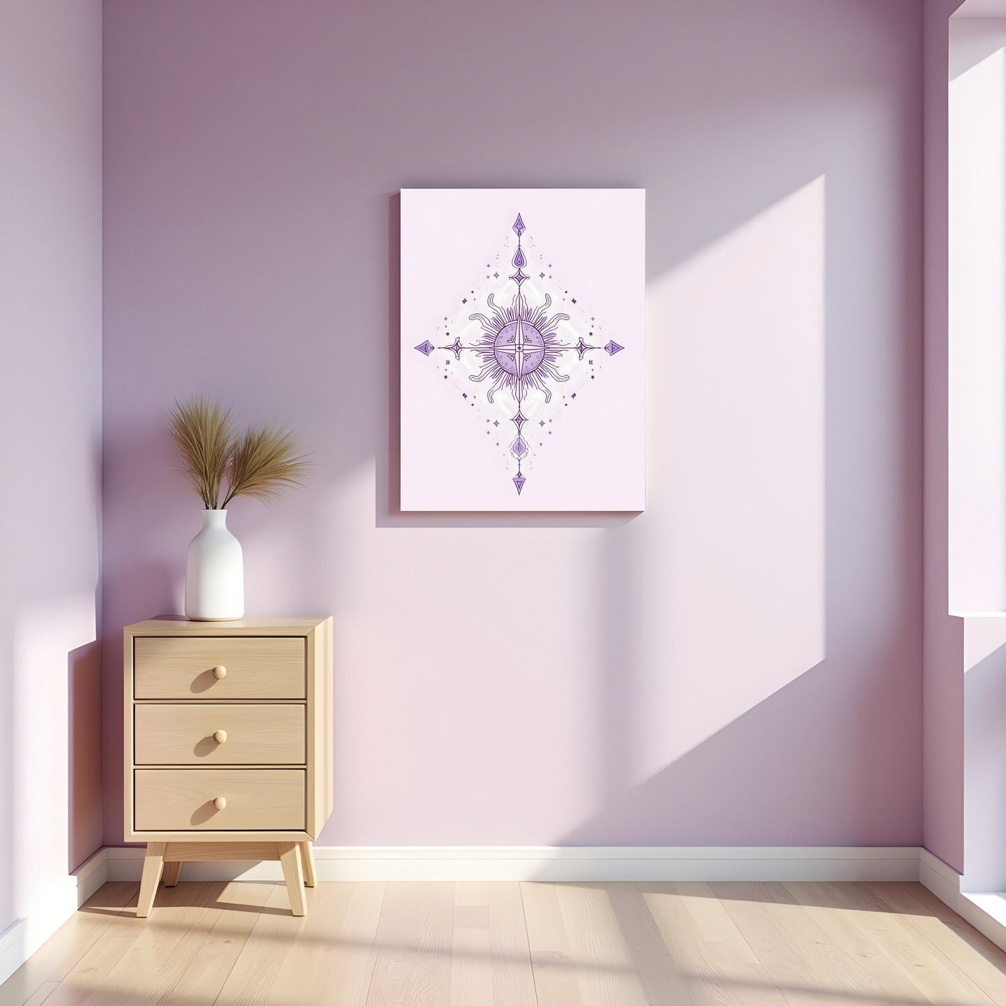 Constelación Geométrica en Lavanda – Arte Místico de Alta Vibración Bohemia