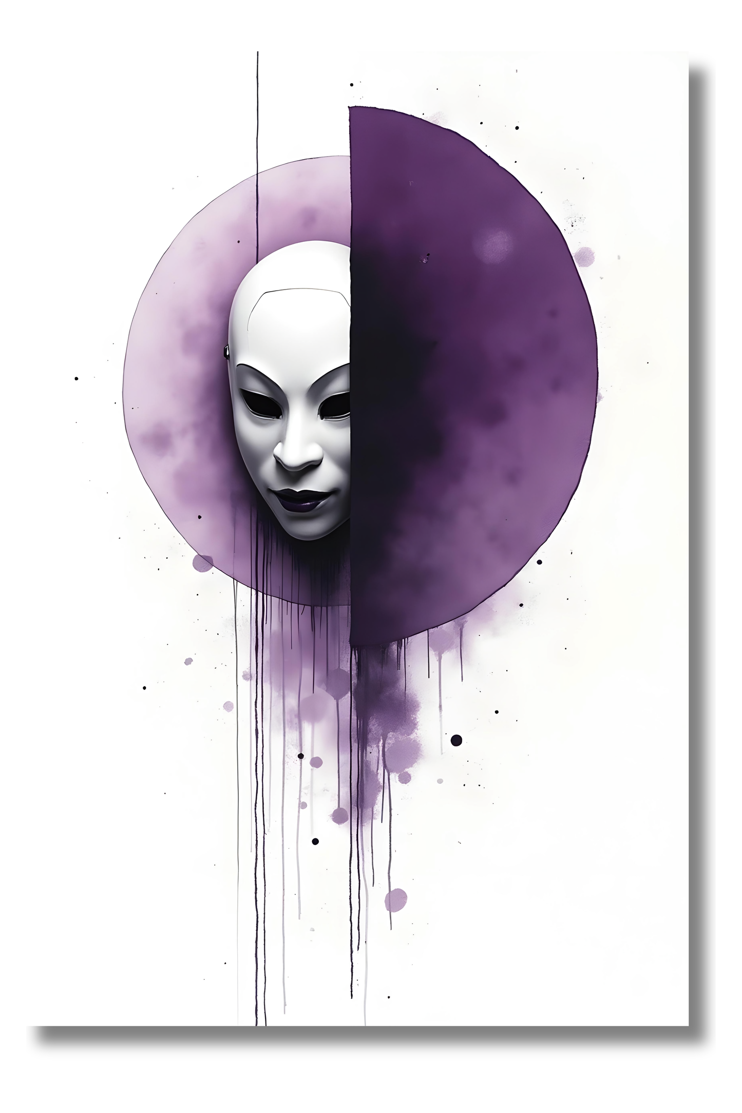 Máscara del Silencio – Retrato Místico con Estilo Japonés y Tinta Púrpura