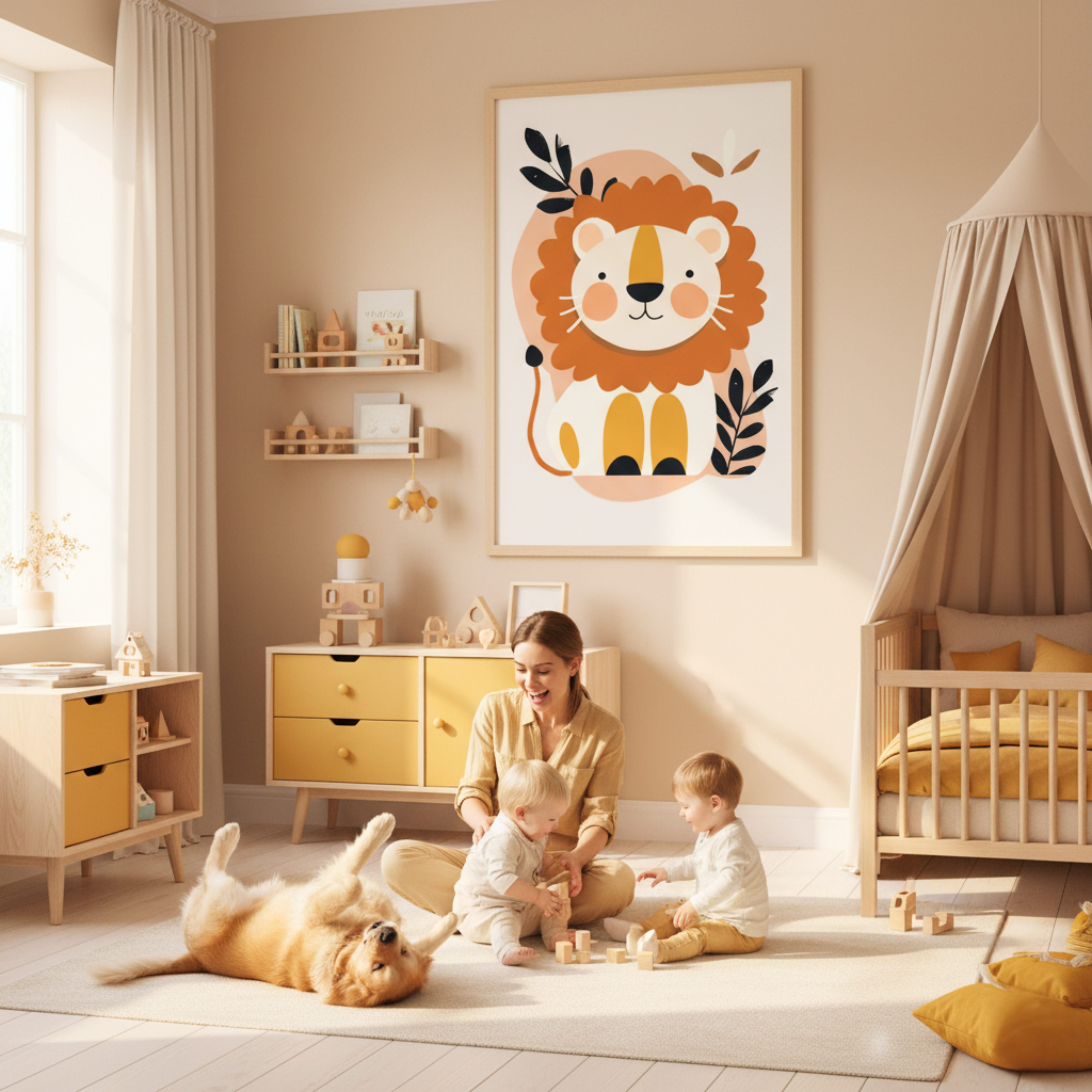 León Bebé en Estilo Minimalista – Arte Adorable para Decoración Infantil