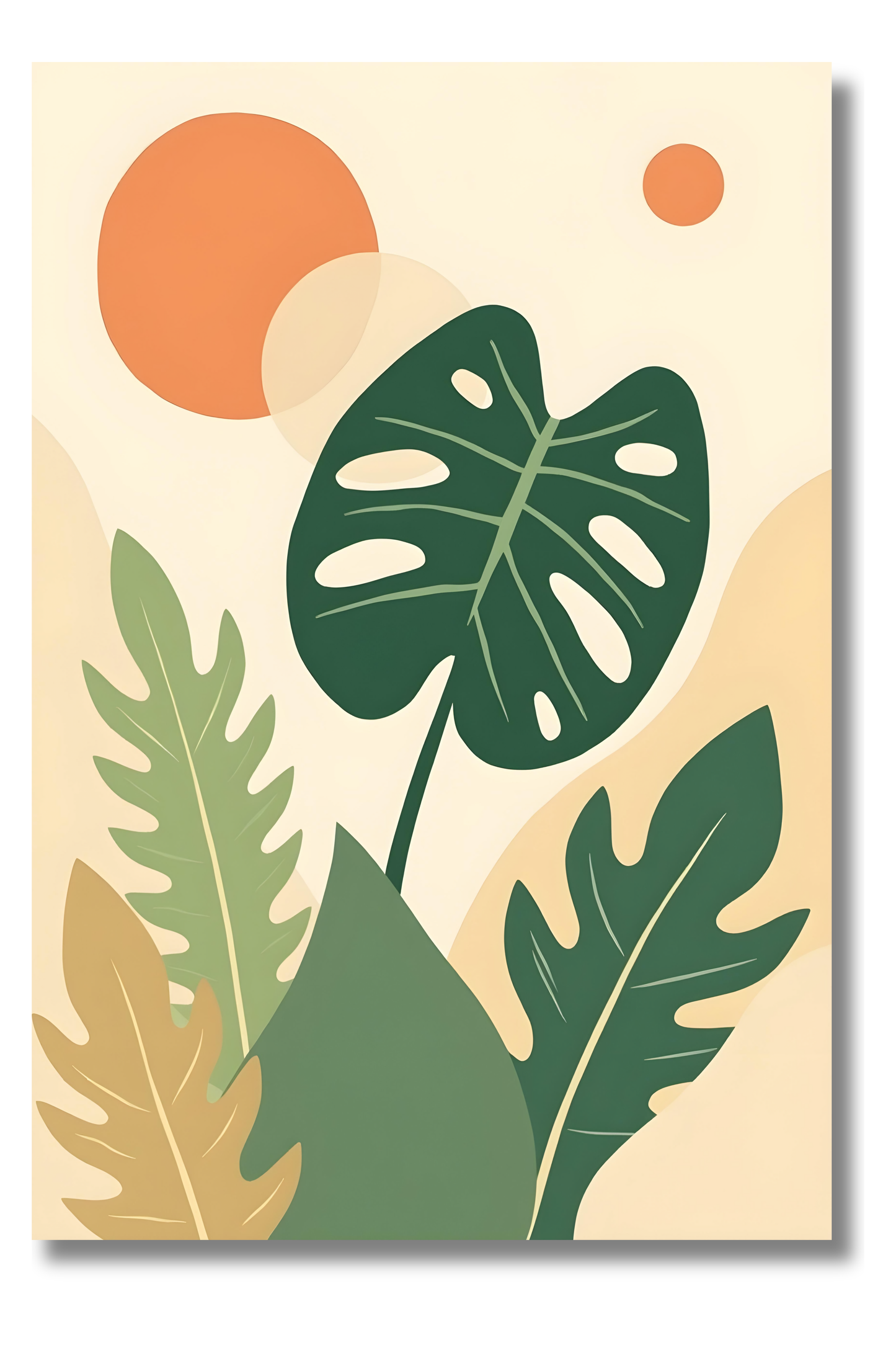 Hoja Monstera Minimalista en Tonos Tierra – Arte Tropical Boho