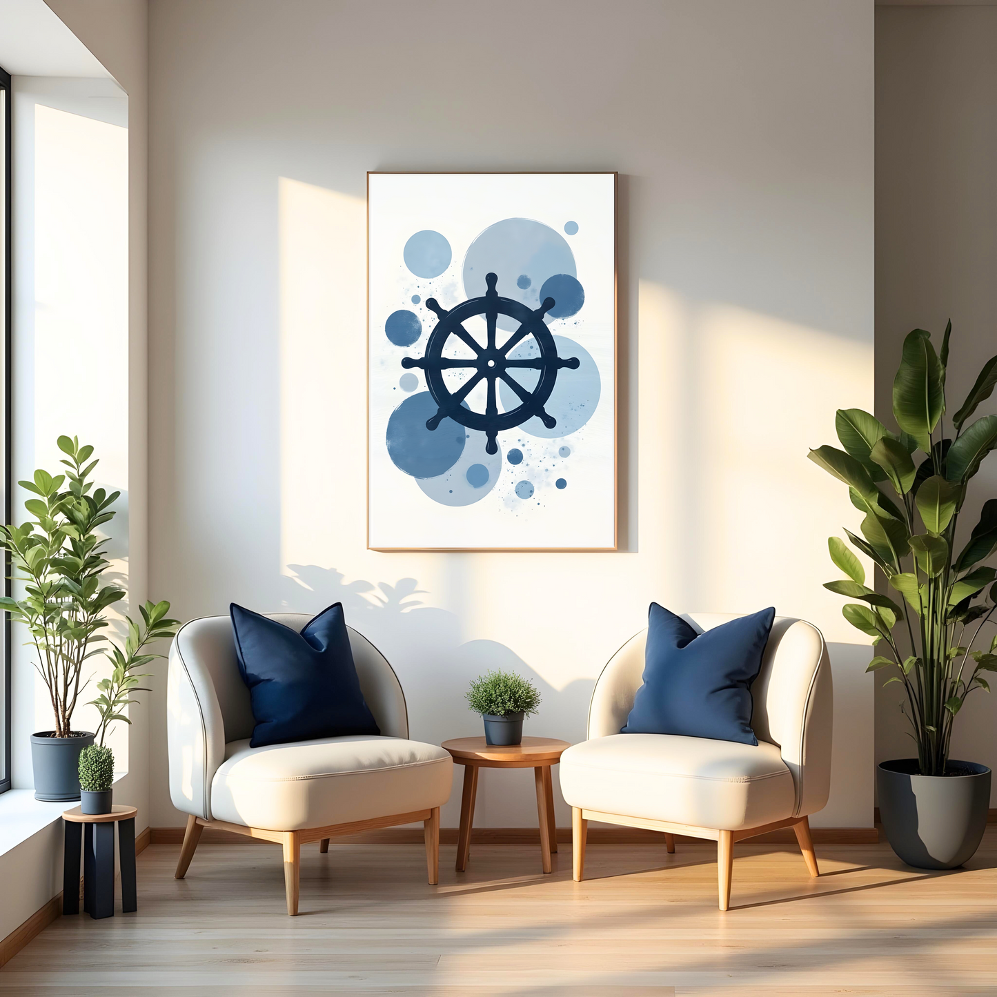 Timón Bohemio en Azul – Elegancia Náutica para Tu Espacio
