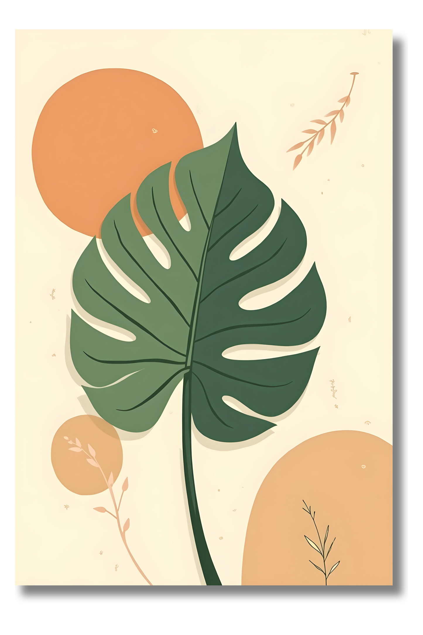Ilustración Natural Tropical con Toques Minimalistas – Lienzo BohoLine