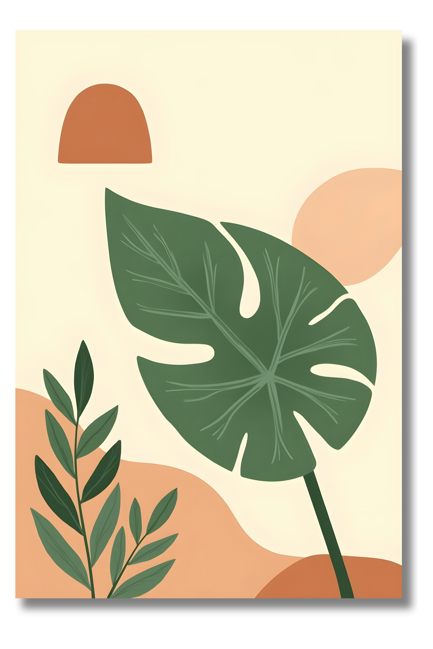 Composición Botánica Tropical con Formas Abstractas – Estilo Boho
