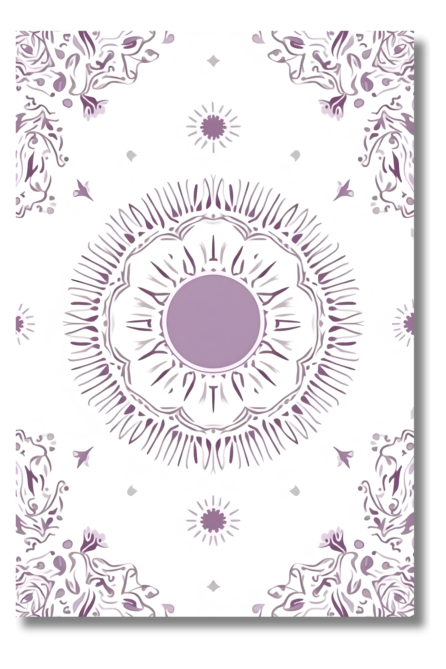 Mandala Solar Decorativo con Detalles Botánicos – Lámina Boho Etérea