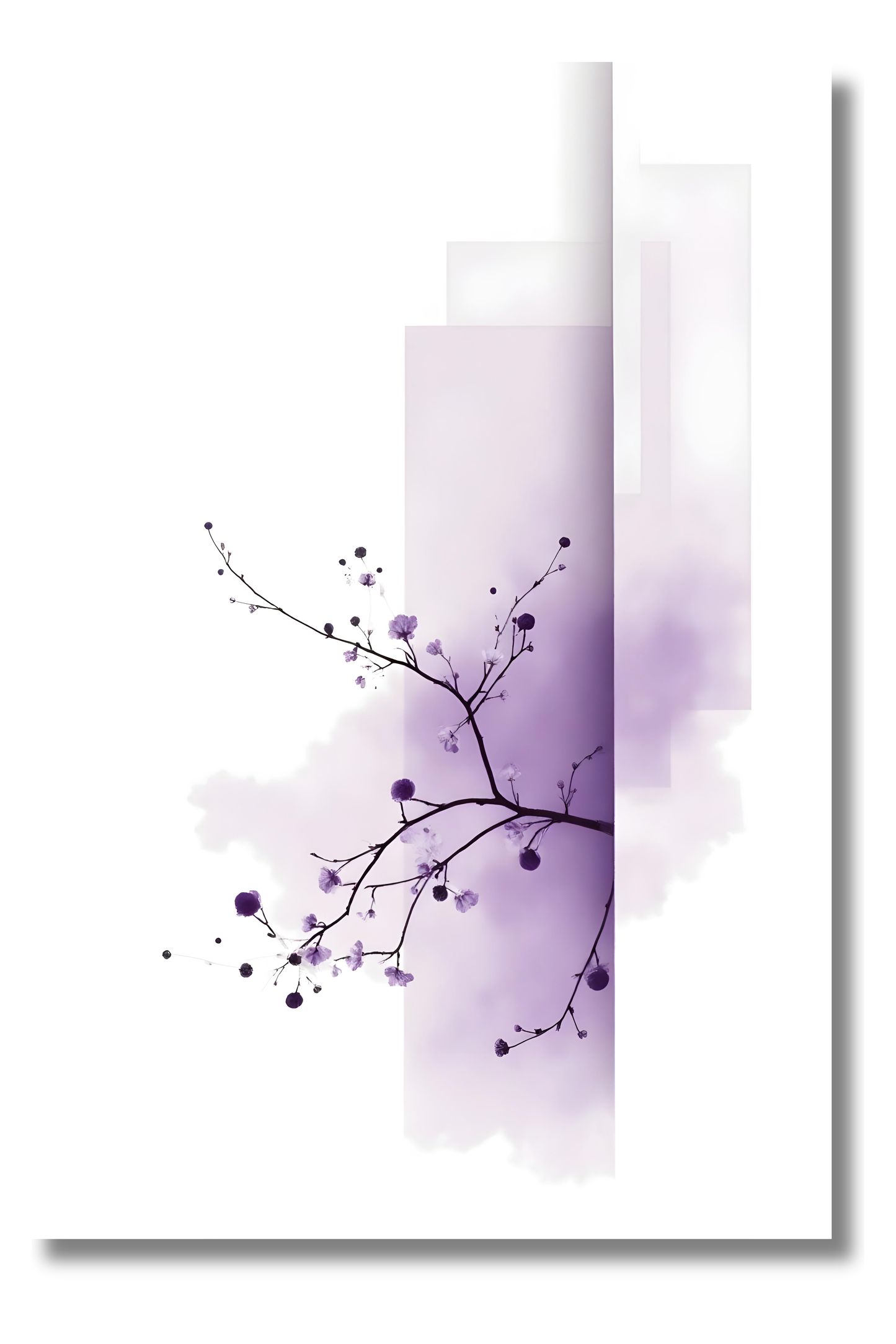 Flor Púrpura al Viento – Pinceladas Suaves de Inspiración Japonesa