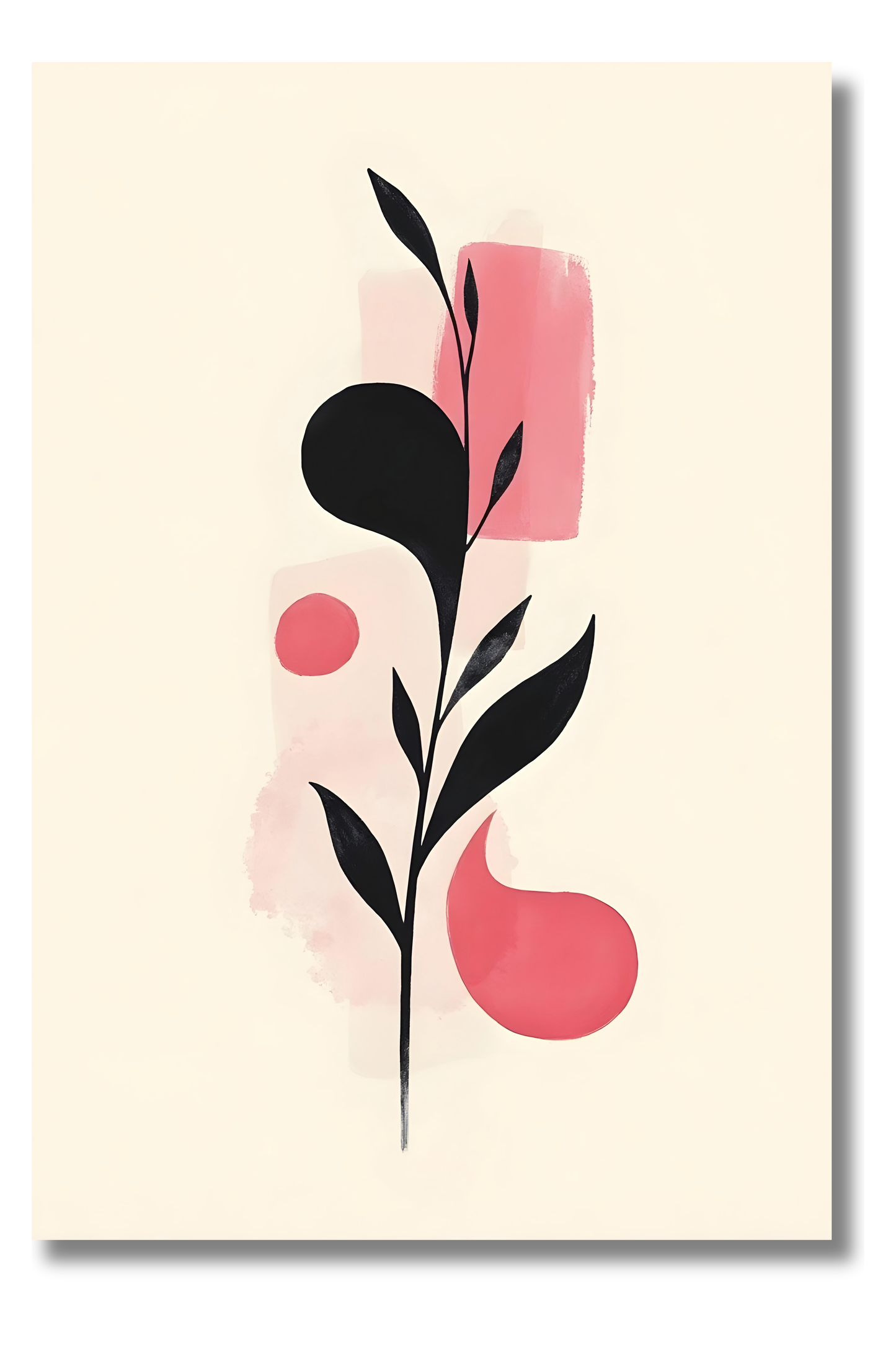 Flujo Abstracto con Tinta Japonesa – Arte Abstracto Minimalista en Rosa y Negro