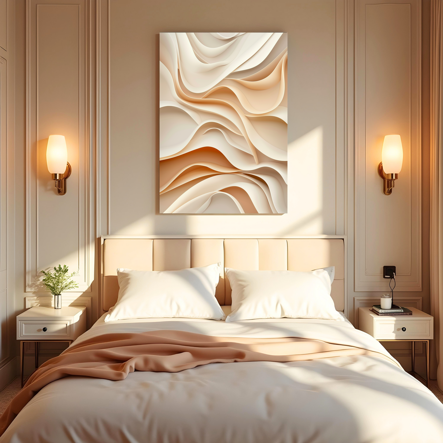 Texturas Onduladas en Beige – Arte de Pared Minimalista Moderno