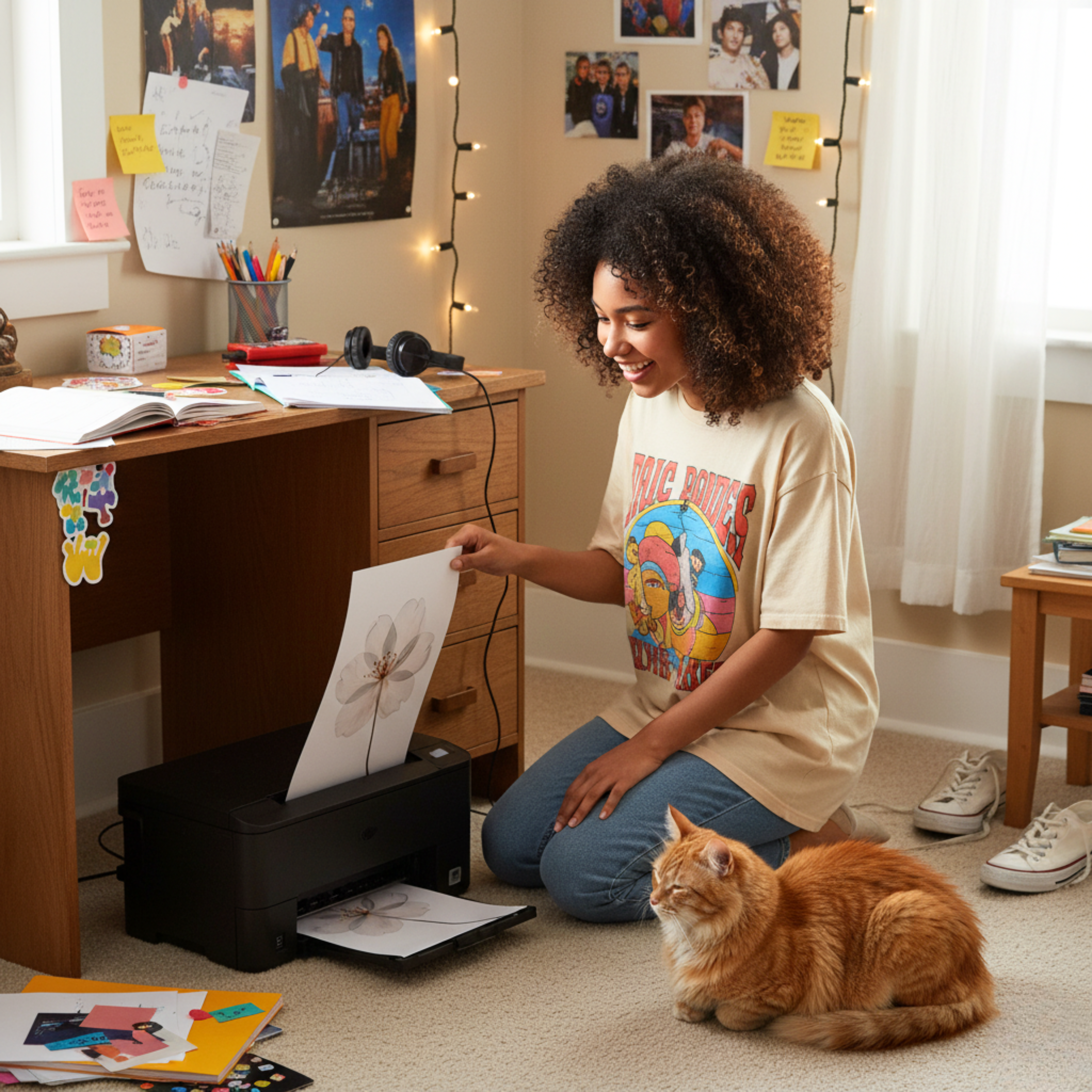 Flor Blanca Minimalista – Lámina Elegante de Estilo Japonés