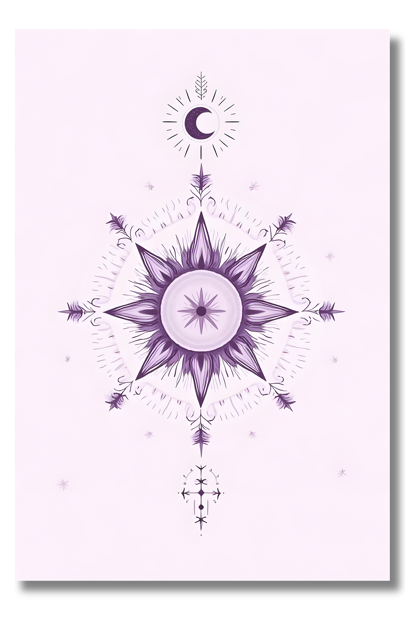 Rosa de los Vientos con Luna – Póster Místico Boho para Inspirar tu Hogar