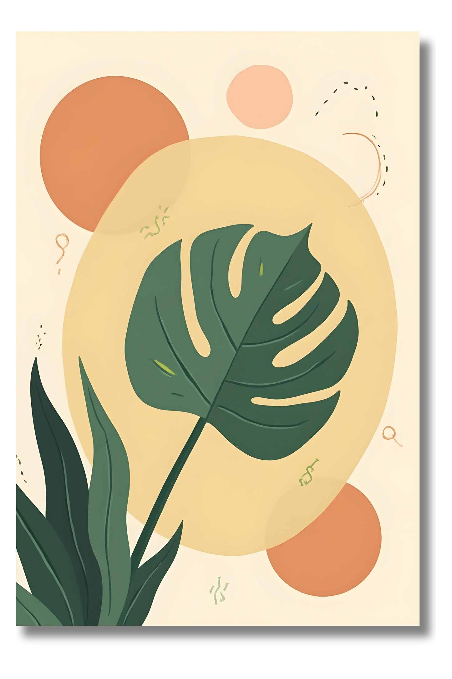 Ilustración Tropical con Hoja Estilizada – Arte Natural Contemporáneo
