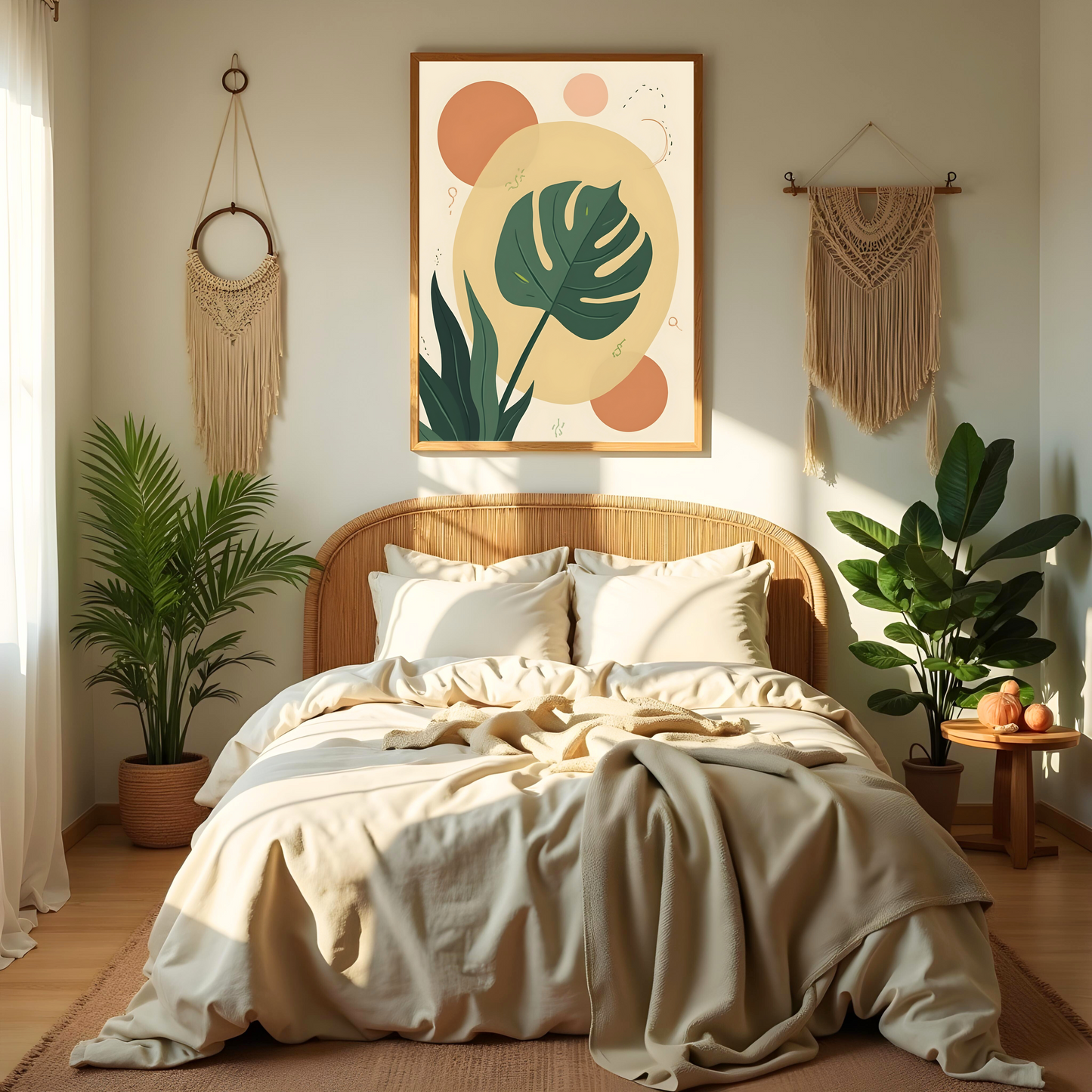 Ilustración Tropical con Hoja Estilizada – Arte Natural Contemporáneo
