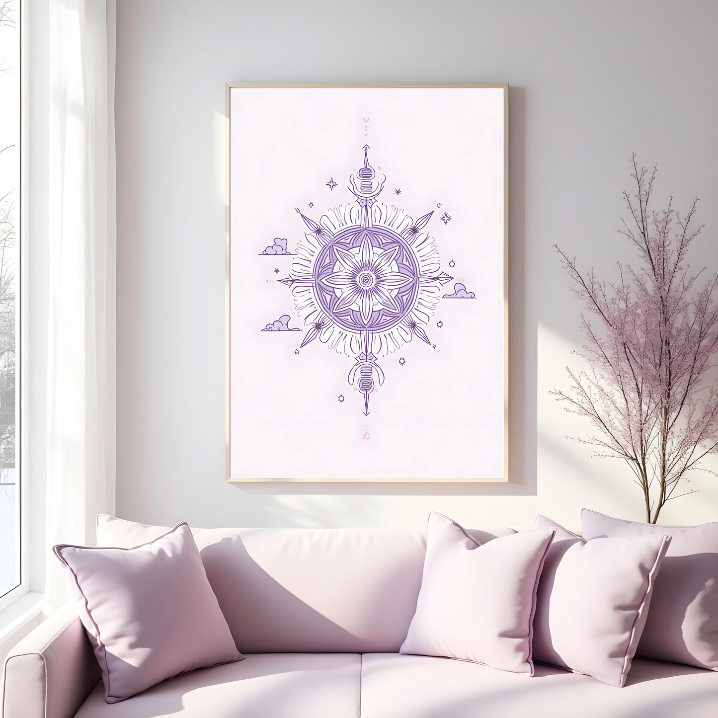 Mandala Cósmico de Energía Suave – Arte Bohemio para Ambientes Serena