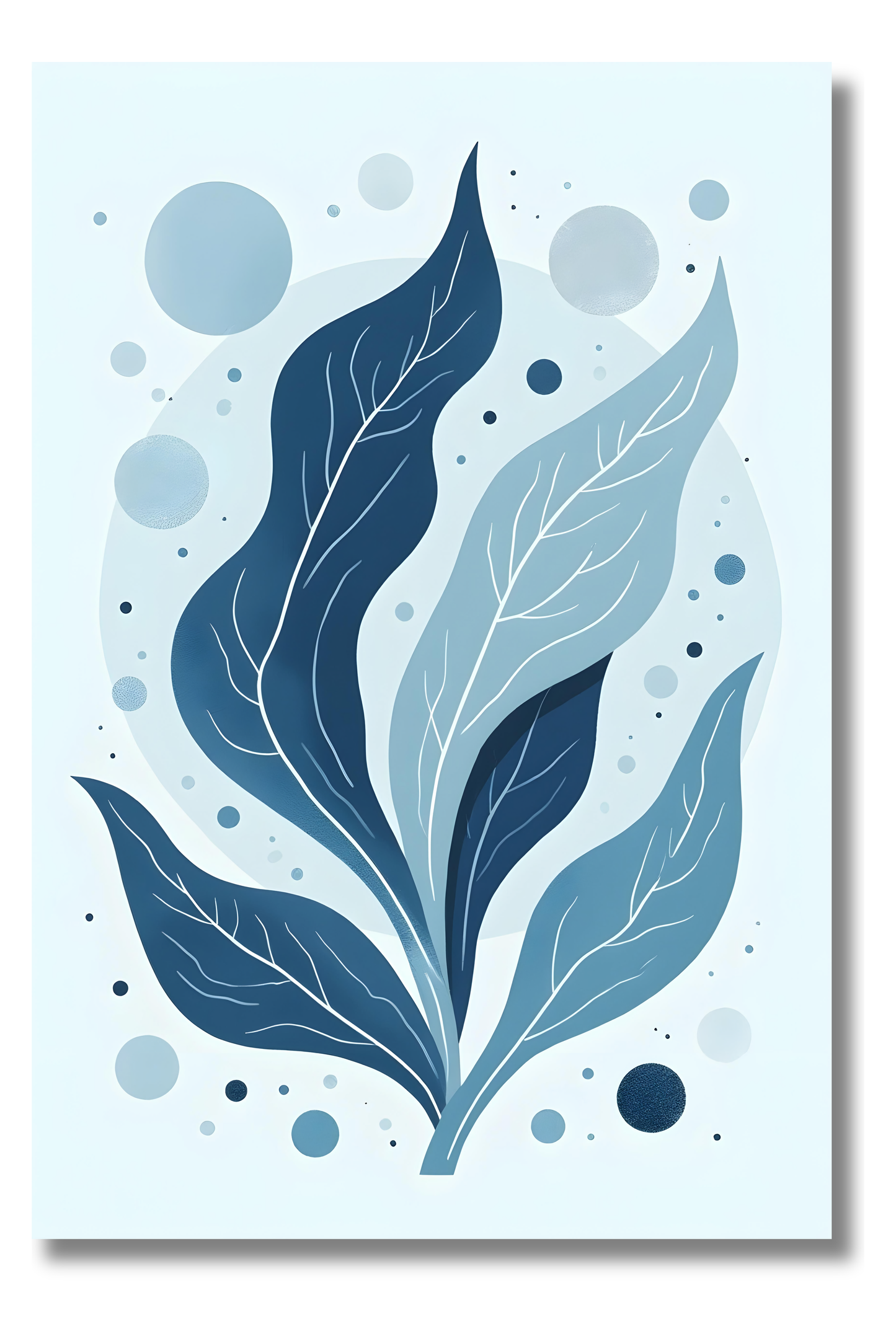 Arte Botánico Costero – Algas en Estilo Bohemio Azul