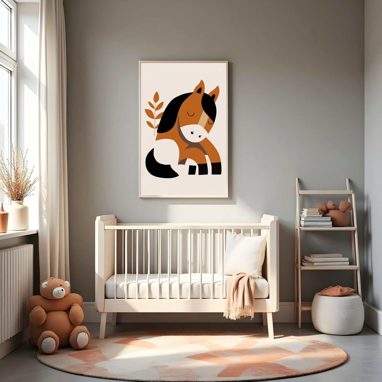Caballo Bebé en Estilo Minimalista – Cuadro Infantil para Decoración Dulce