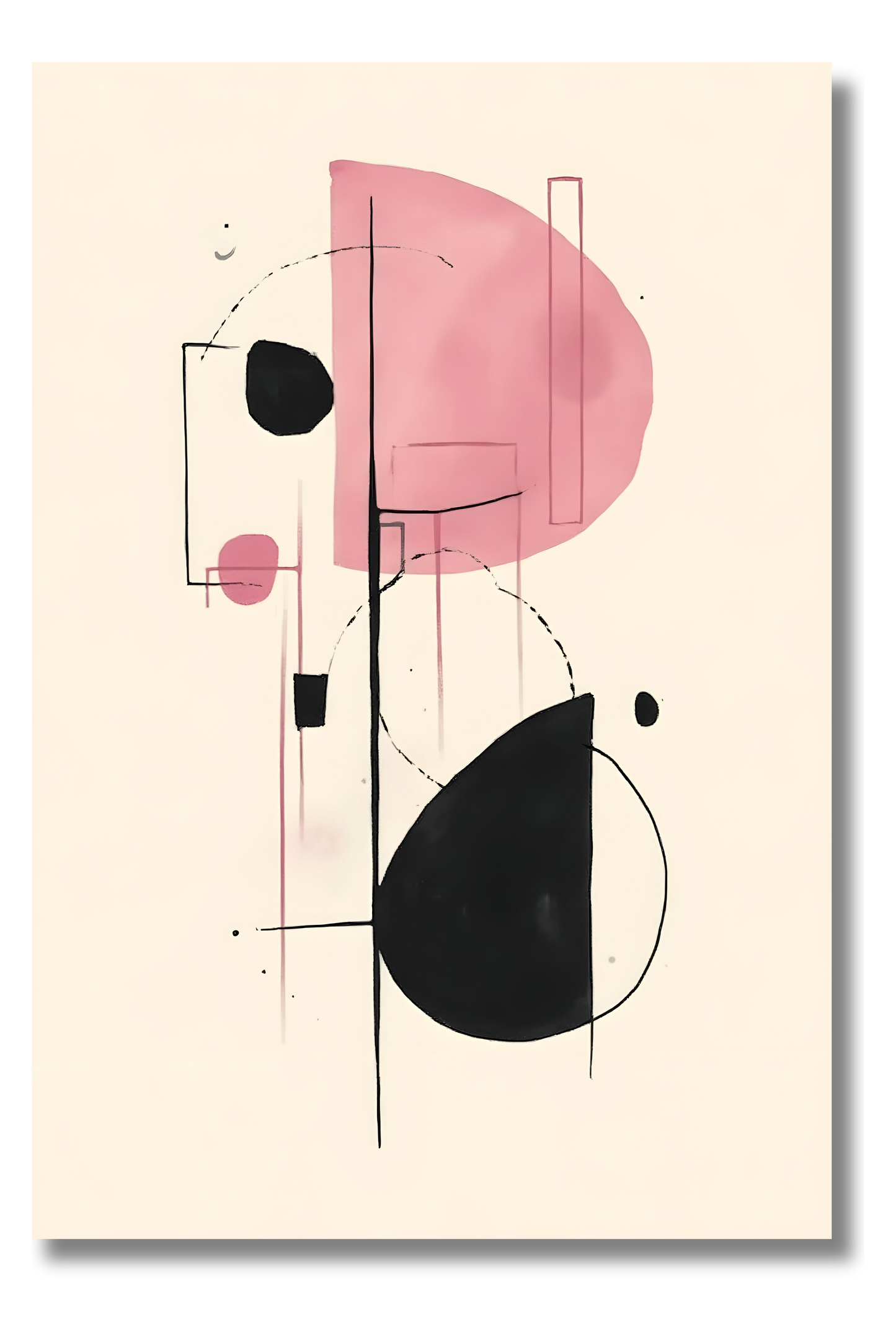 Composición Natural en Rosa y Negro – Arte Zen Minimalista