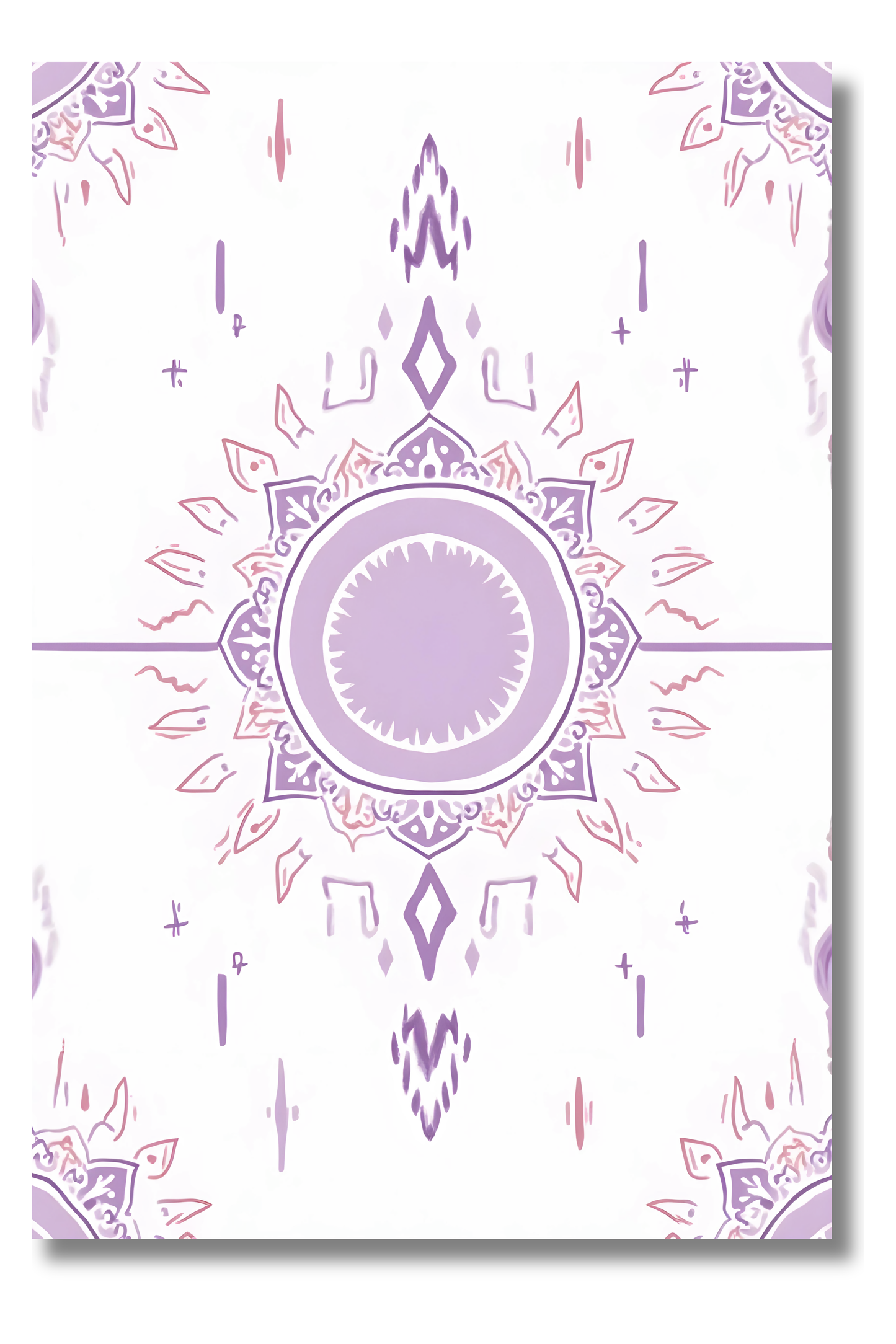 Mandala Violeta con Centro Geométrico – Arte Boho con Armonía Visual