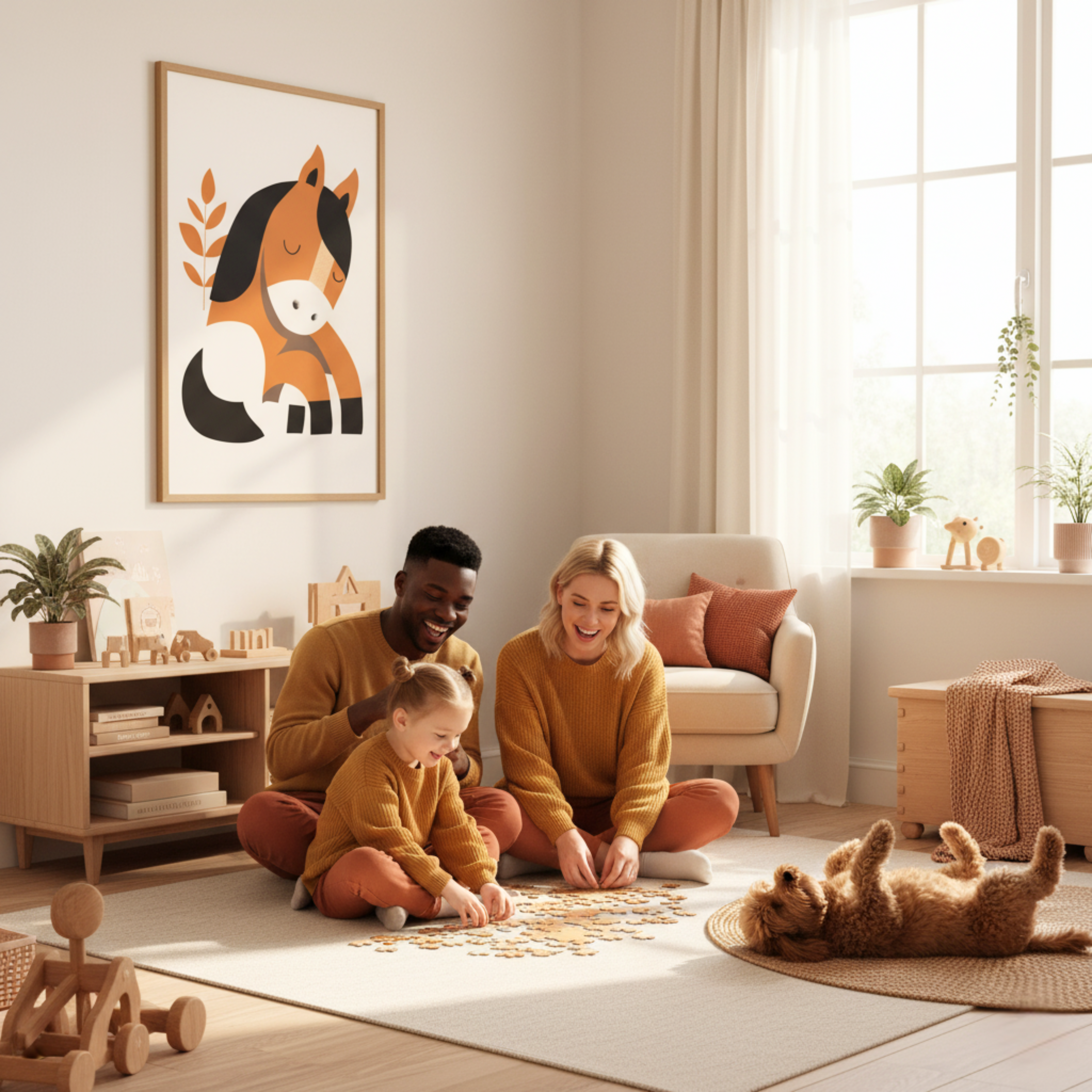 Caballo Bebé en Estilo Minimalista – Cuadro Infantil para Decoración Dulce