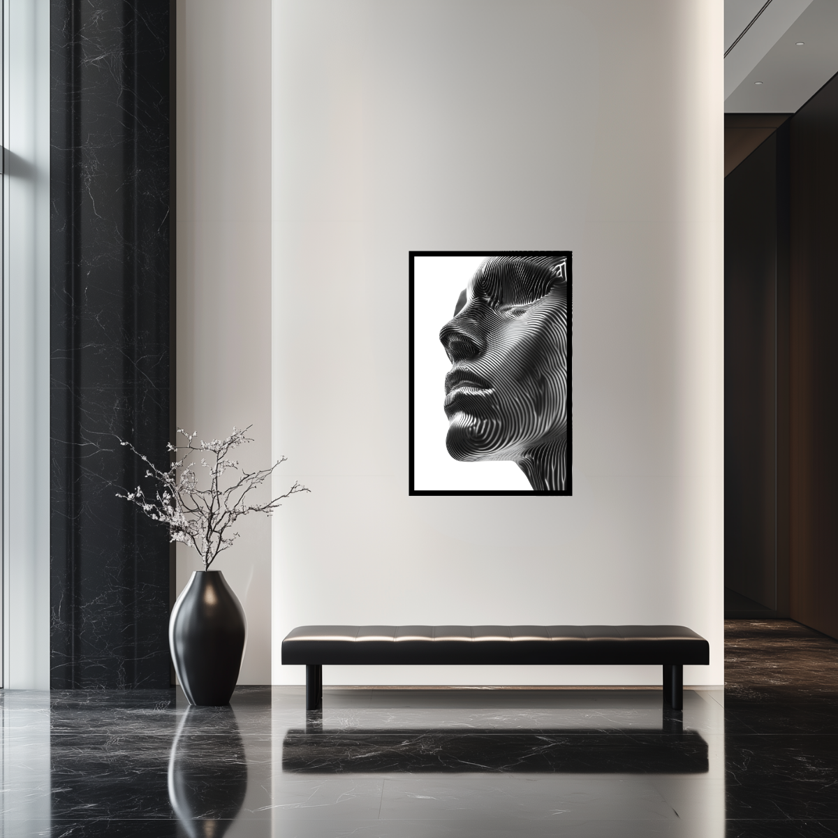 Rostro Ondulado en Blanco y Negro