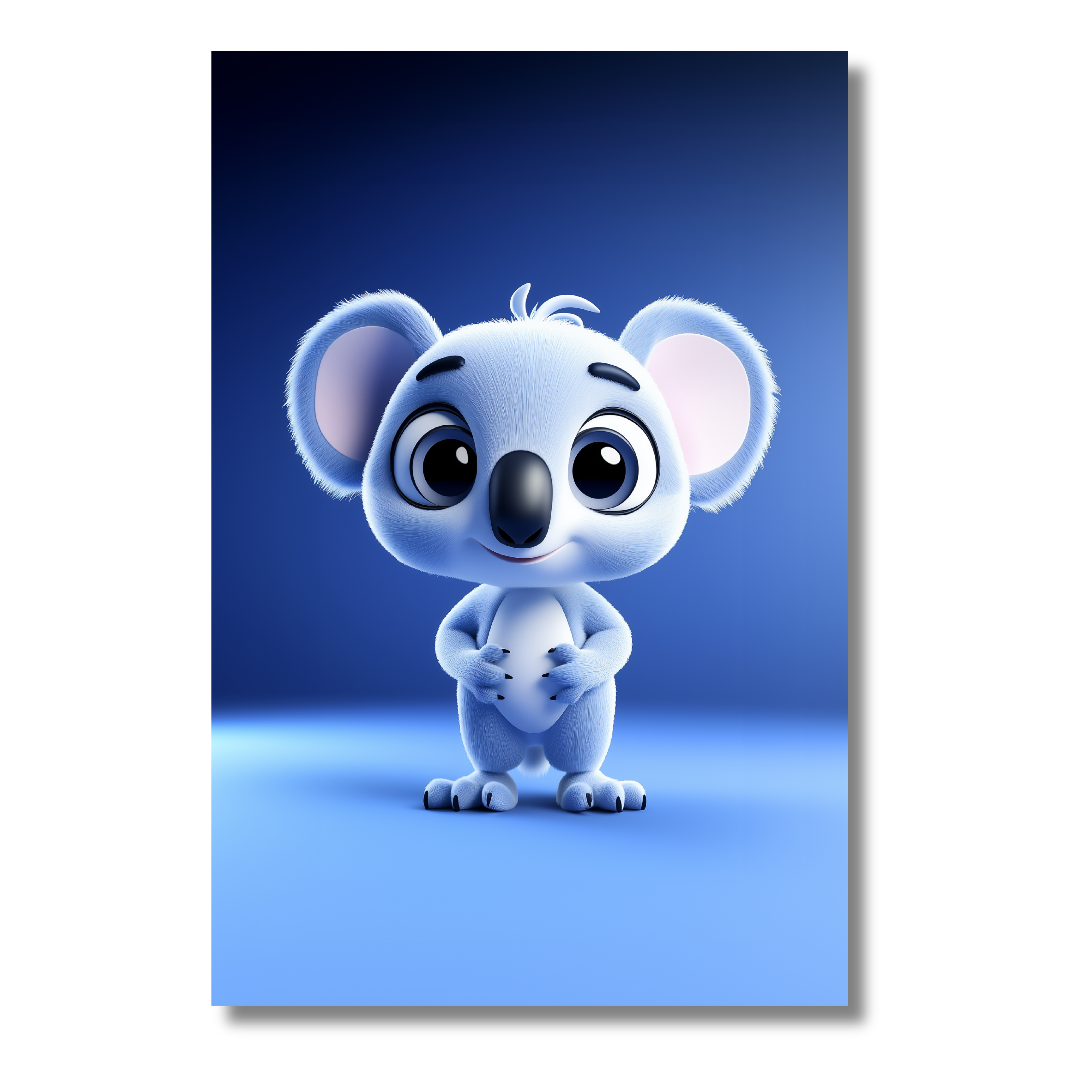 Koala Azul inspirado en el Estilo Pixar – Póster Infantil Tiernamente Realista
