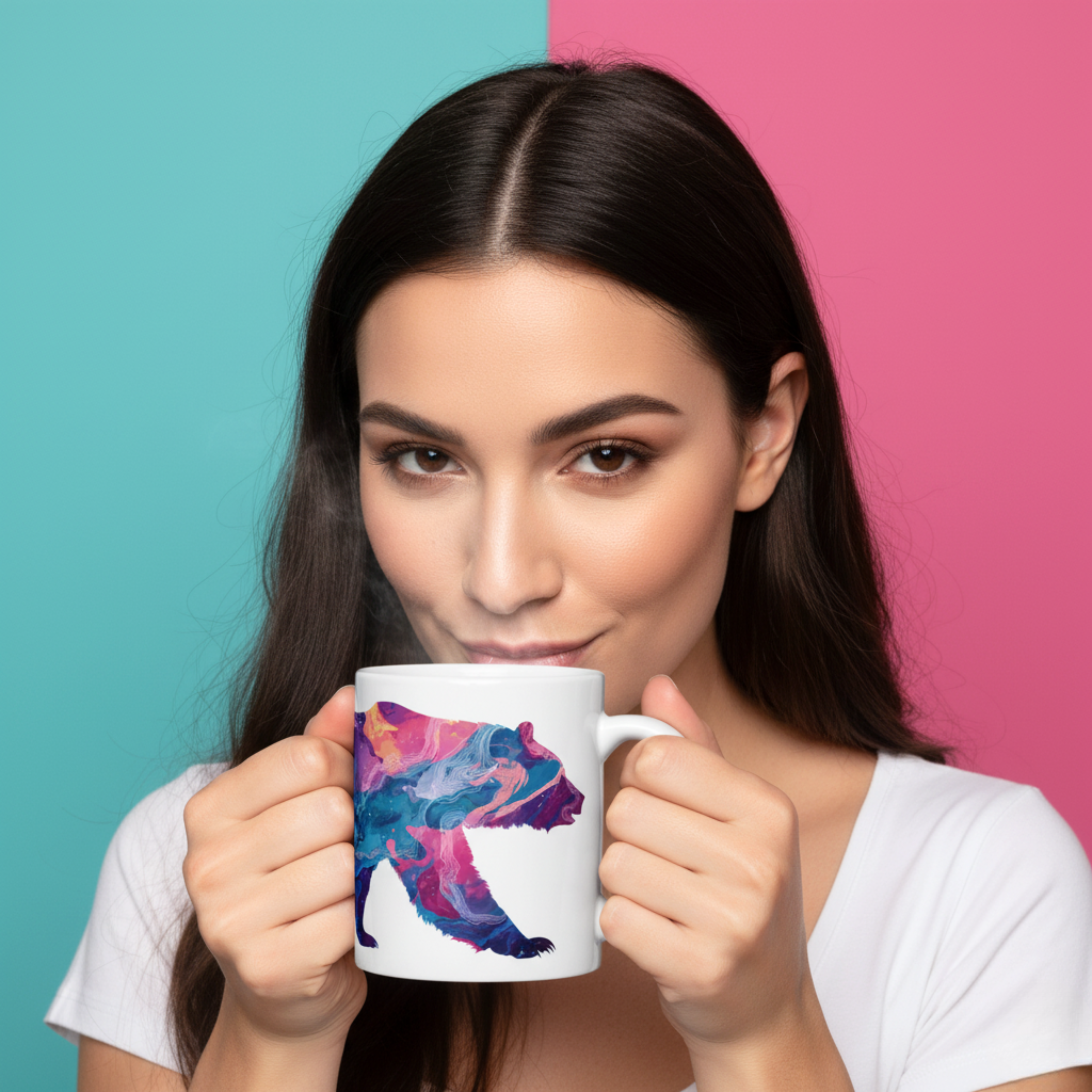 Oso Pardo en Estilo Topográfico – Diseño Artístico con Colores Vibrantes