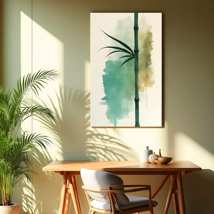 Bambú Zen – Trazos Verticales en Verde con Espíritu Asiático