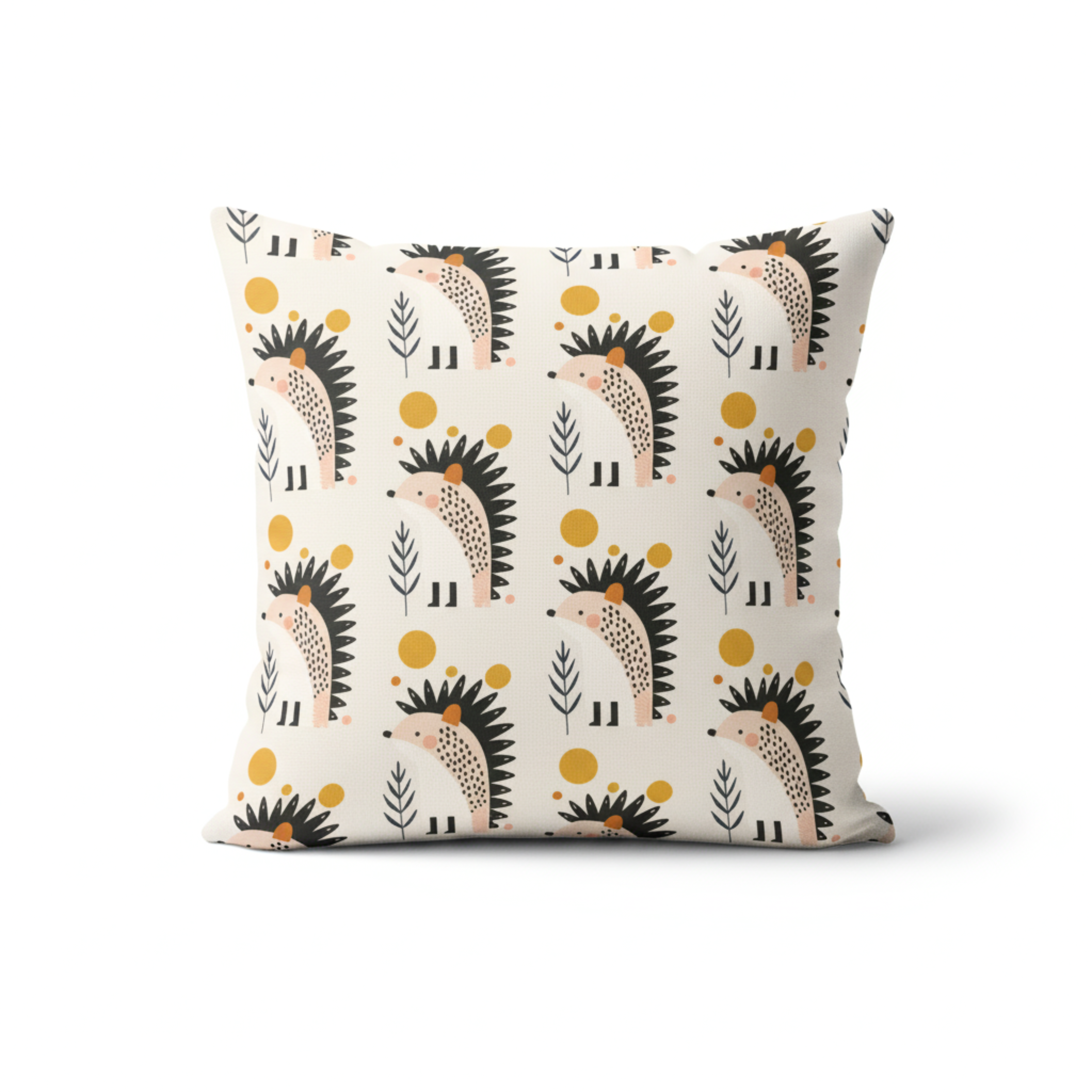 Cojín Estampado Erizo Minimalista entre Ramas – Decoración Infantil Natural con Toques de Encanto