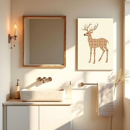 Ciervo Bohemio en Estilo Silvestre – Decoración Rústica con Toque Tribal