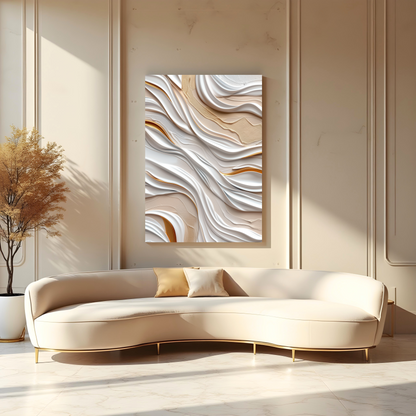 Curvas Fluidas en Beige y Blanco – Arte Minimalista Sofisticado