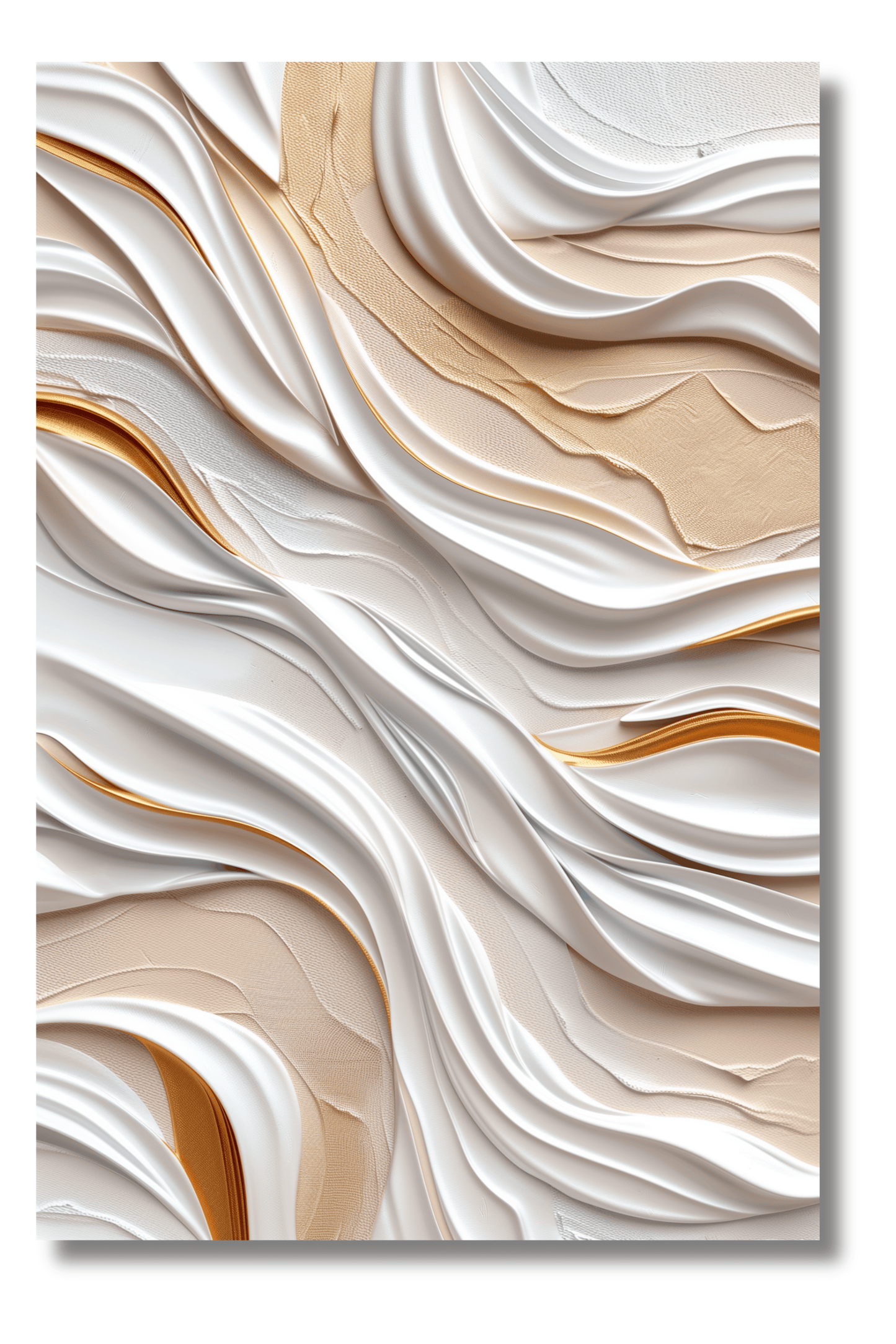 Curvas Fluidas en Beige y Blanco – Arte Minimalista Sofisticado