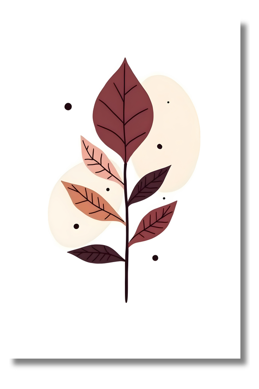 Lienzo Boho Decorativo con Ilustración de Planta en Nude y Terracota