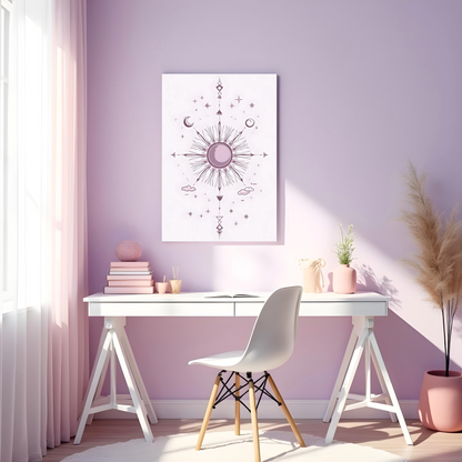Sol Cósmico con Nubes y Estrellas – Decoración Boho con Inspiración Astral