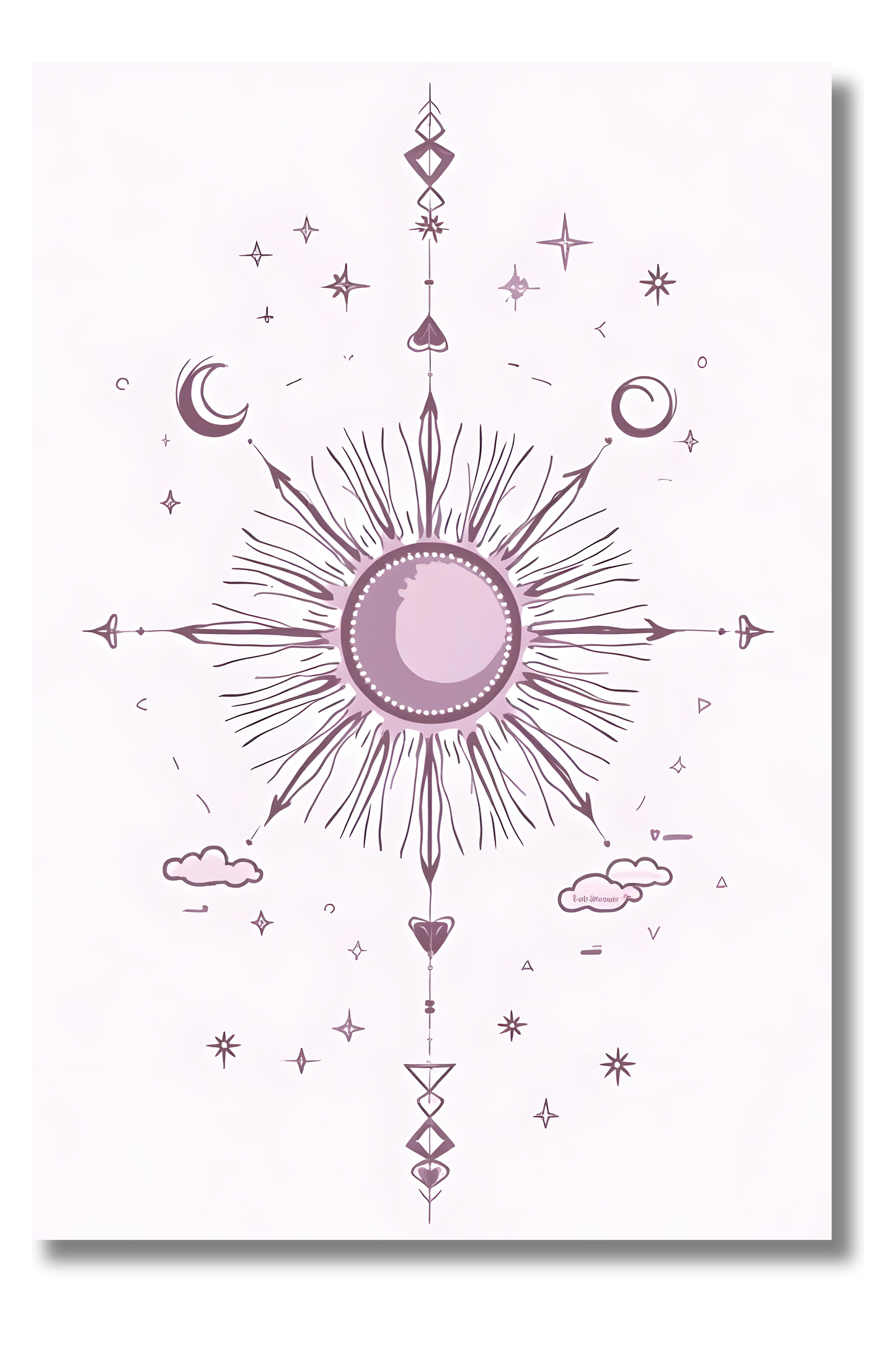 Sol Cósmico con Nubes y Estrellas – Decoración Boho con Inspiración Astral